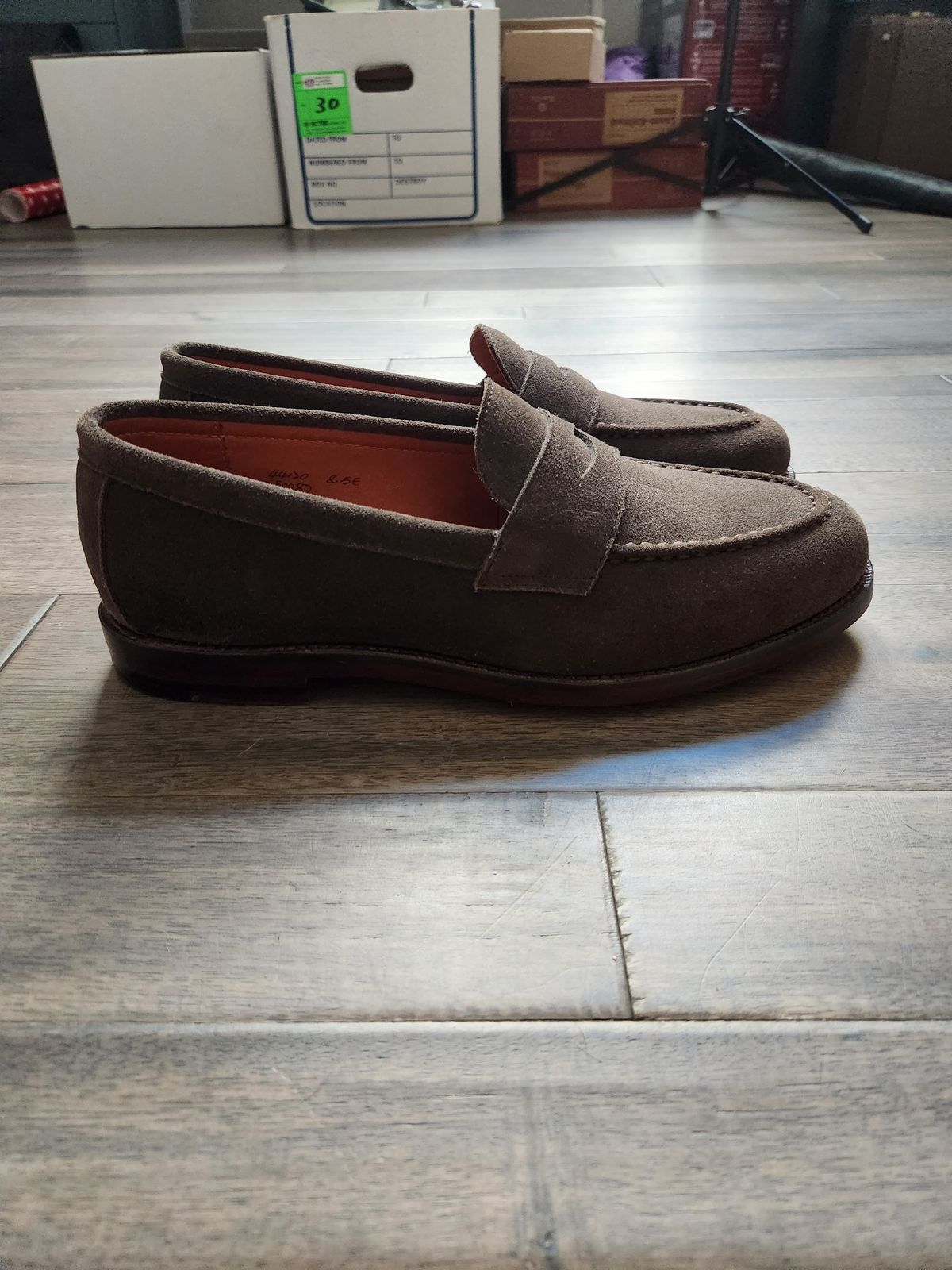 Photo by joemanji25 on October 1, 2023 of the Grant Stone Traveler Penny in C.F. Stead Loden Janus Calf Suede.