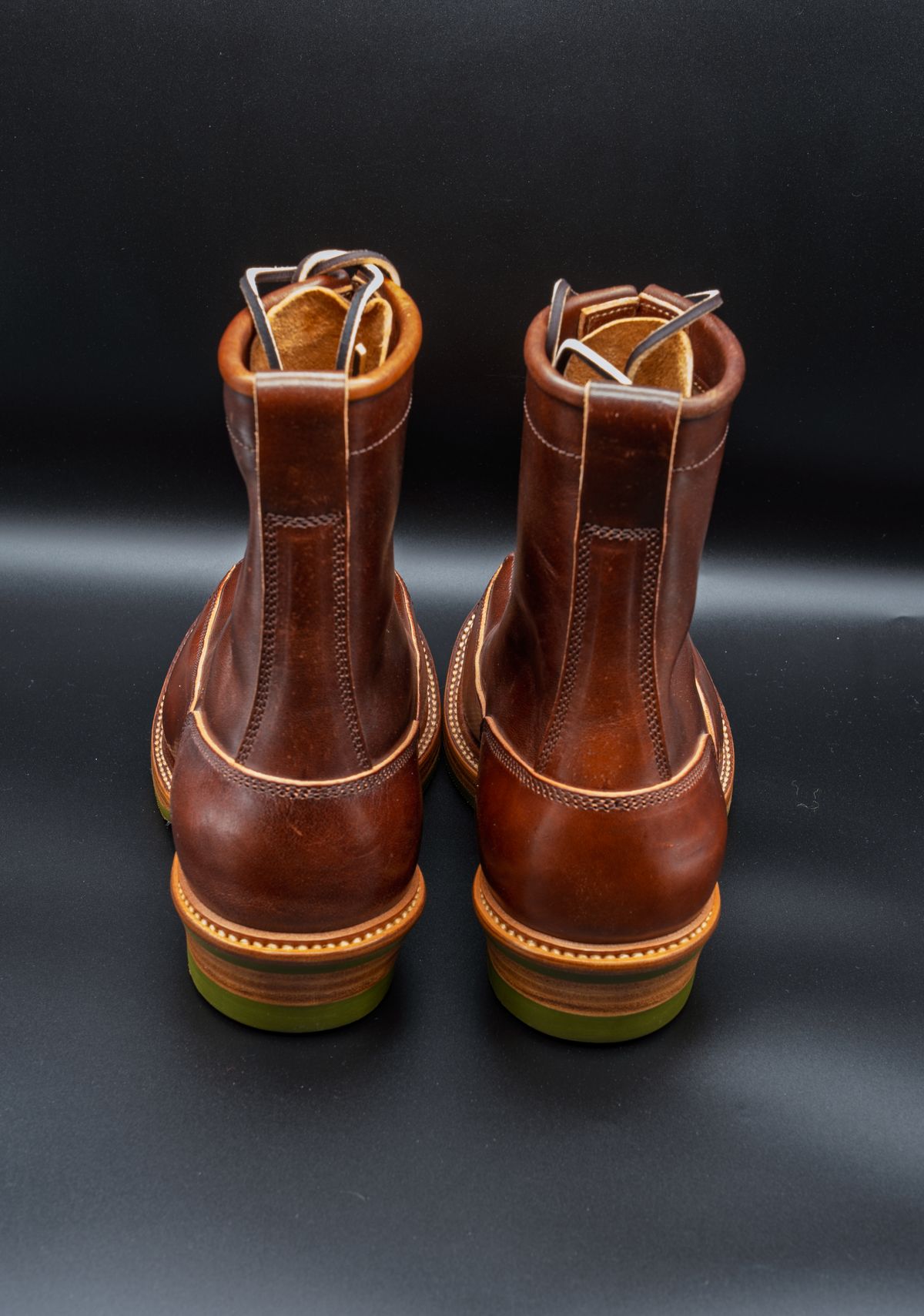 Photo by manuelbriones on September 23, 2025 of the Flame Panda Monkey Boot in Maryam Natural Horsebutt Overdyed Brown then Black.