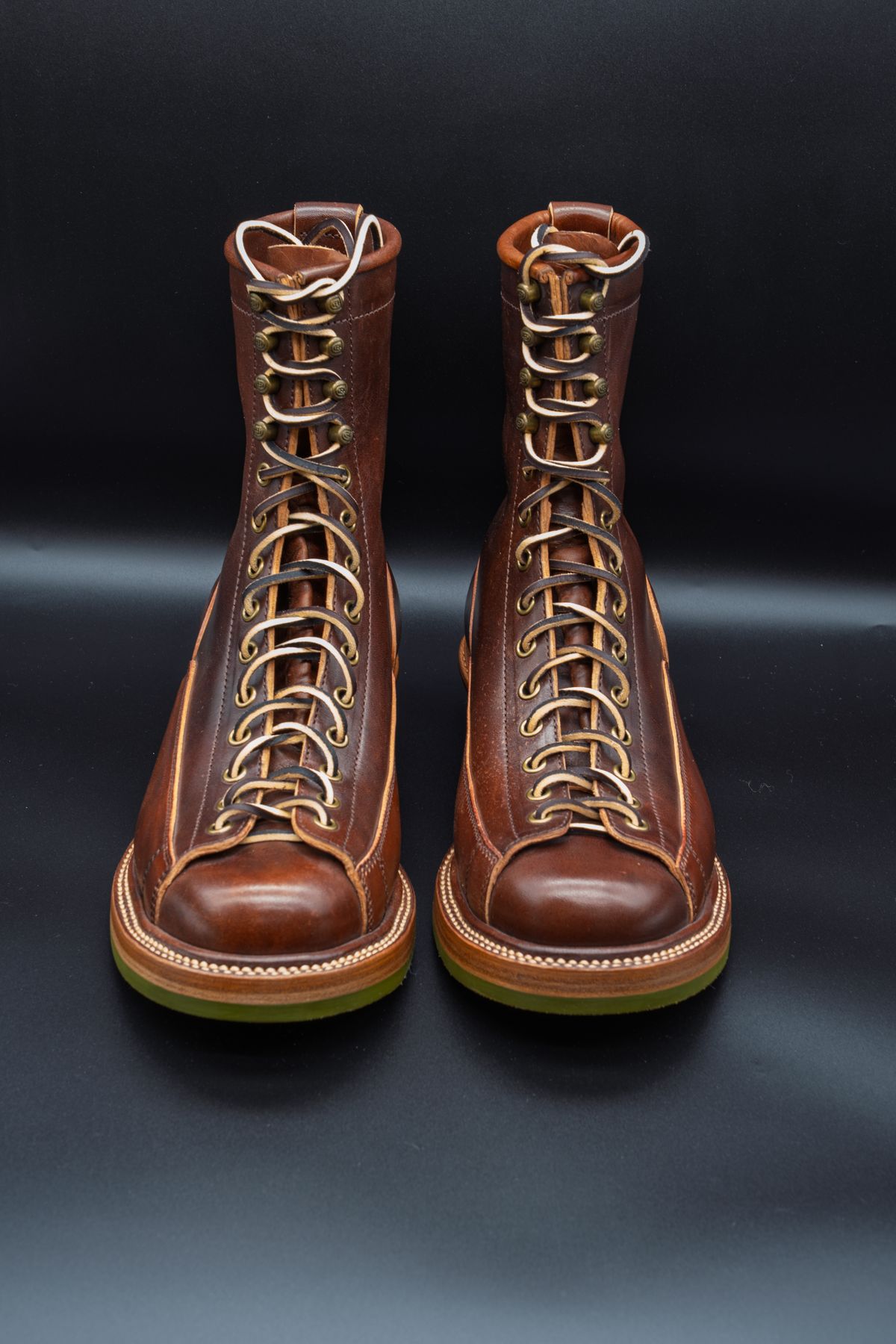 Photo by manuelbriones on September 23, 2025 of the Flame Panda Monkey Boot in Maryam Natural Horsebutt Overdyed Brown then Black.