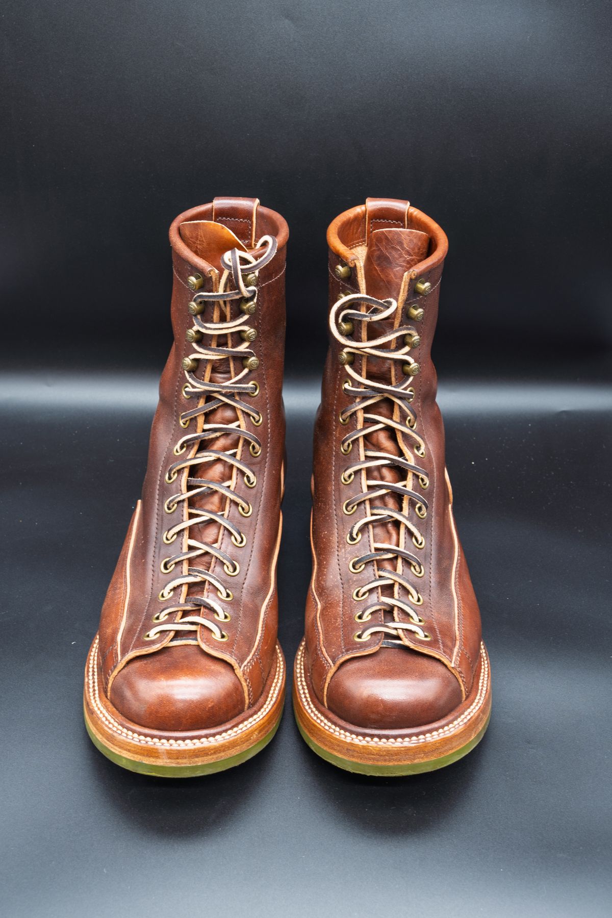 Photo by manuelbriones on November 1, 2025 of the Flame Panda Monkey Boot in Maryam Natural Horsebutt Overdyed Brown then Black.