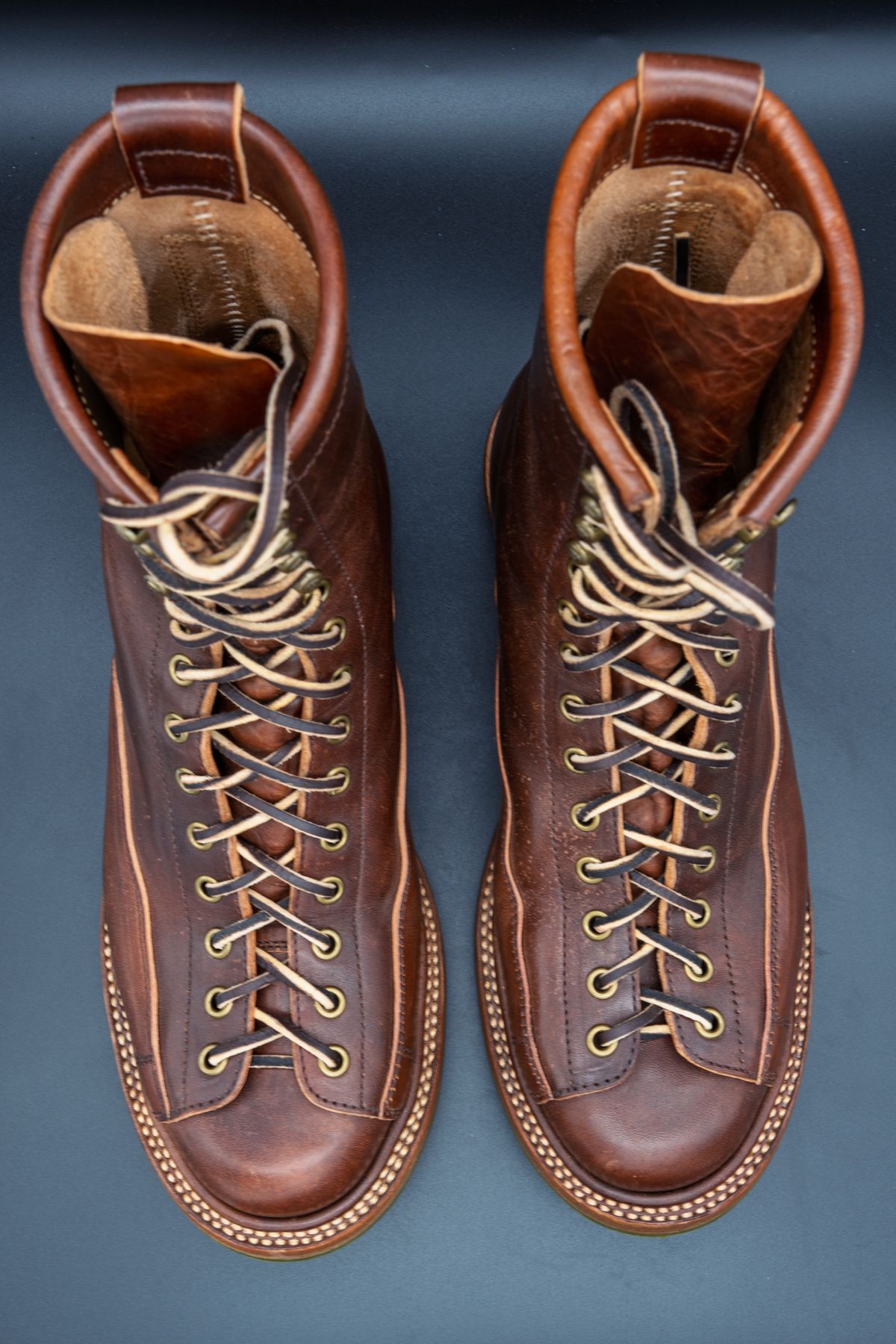 Photo by manuelbriones on November 2, 2025 of the Flame Panda Monkey Boot in Maryam Natural Horsebutt Overdyed Brown then Black.