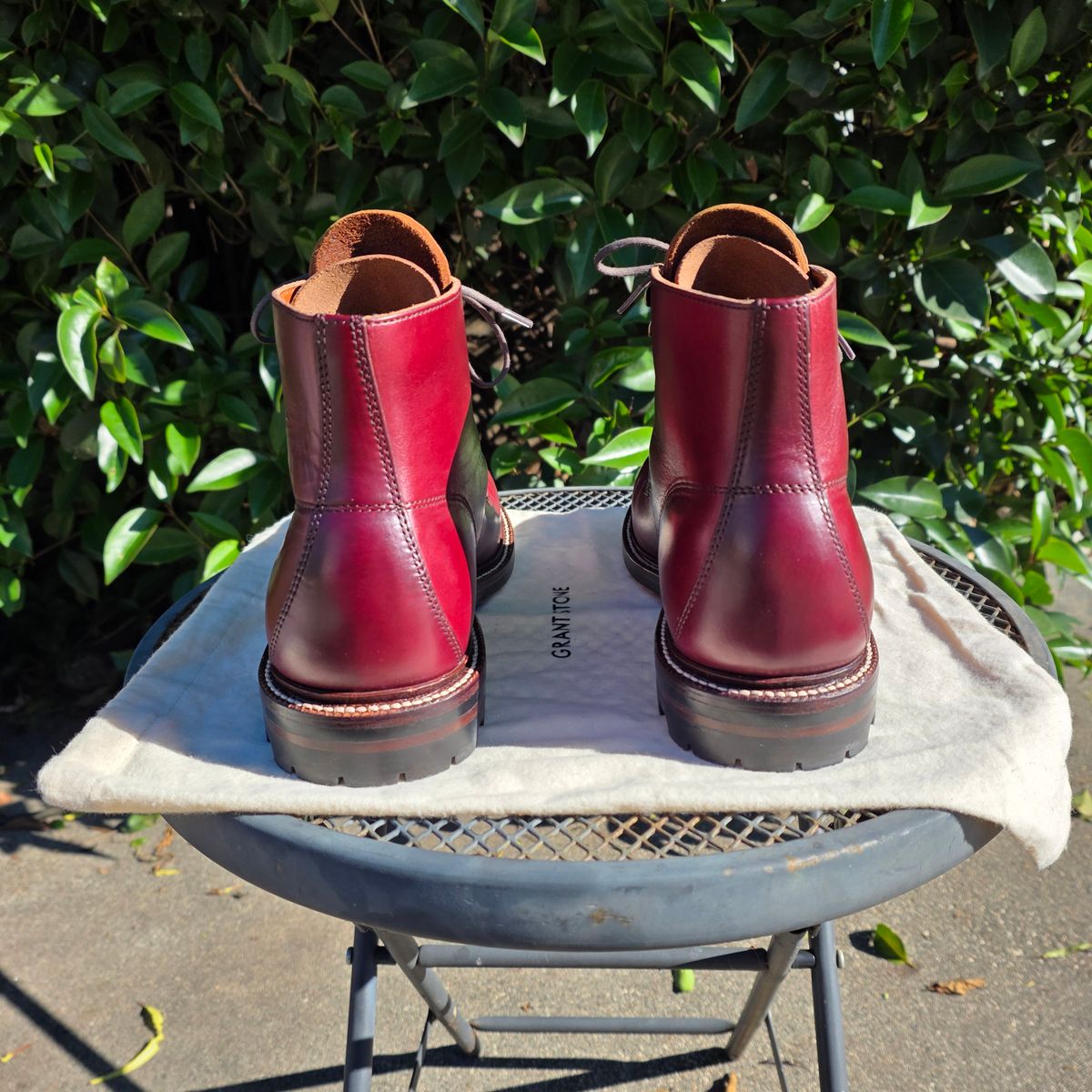 Photo by kananaios on December 28, 2025 of the Grant Stone Brass Boot in Horween Color 8 Chromexcel.