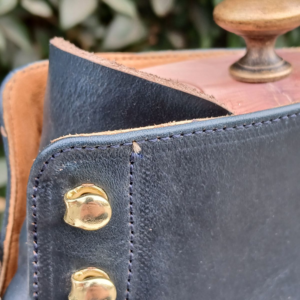 Photo by kananaios on December 30, 2024 of the Unmarked DB Hunter Cap Toe in Horween Navy Chromexcel.
