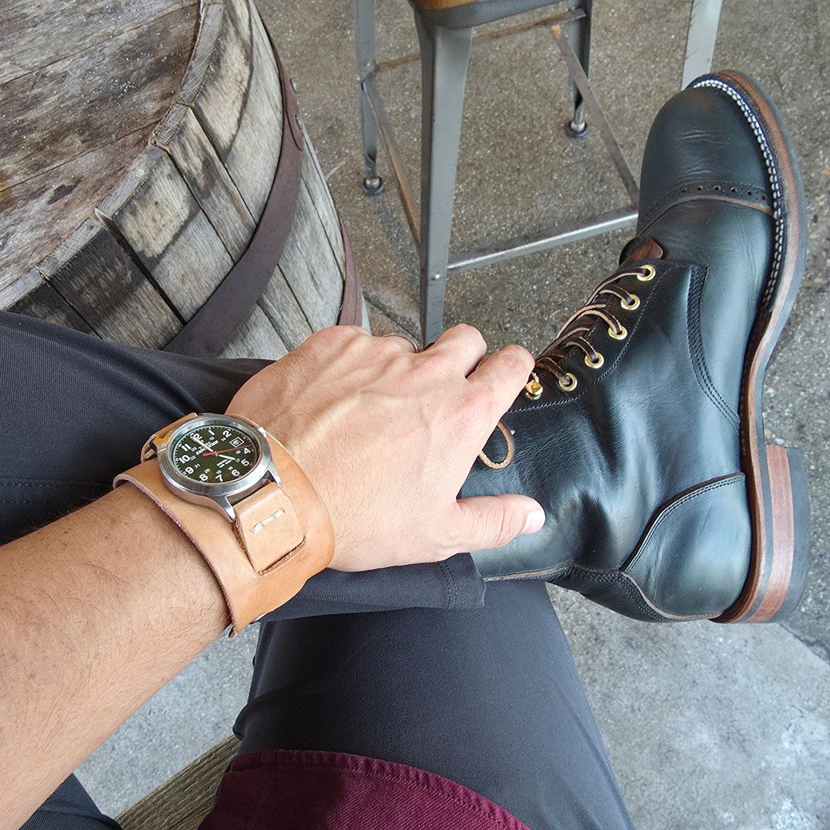 Photo by kananaios on October 24, 2025 of the Self-Made Winston Pattern in Unknown Natural Veg Tan.