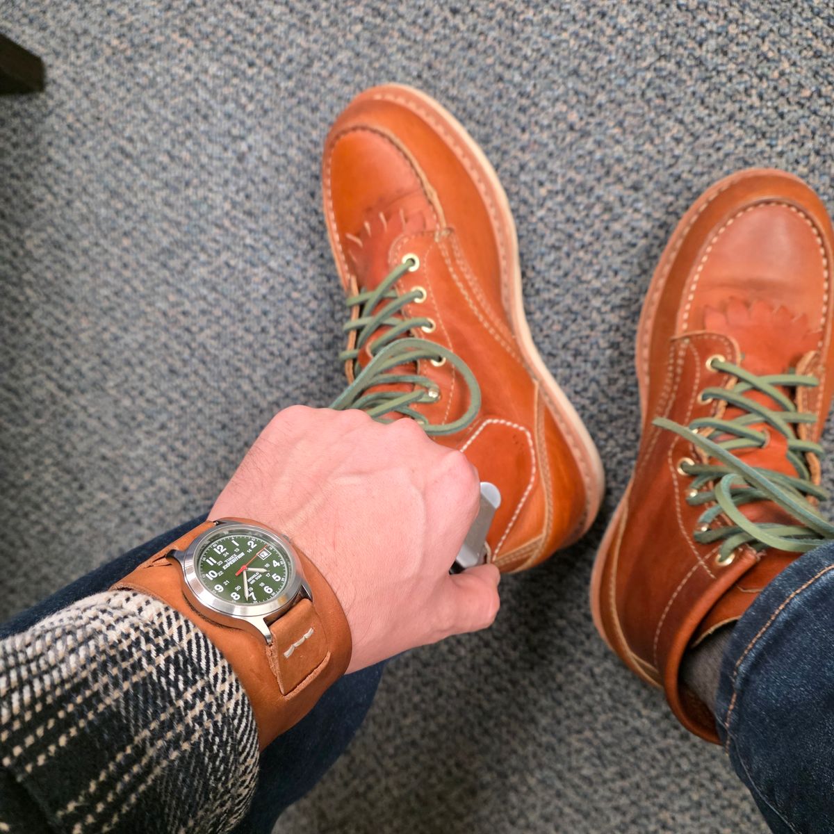 Photo by kananaios on December 9, 2025 of the Self-Made Winston Pattern in Unknown Natural Veg Tan.