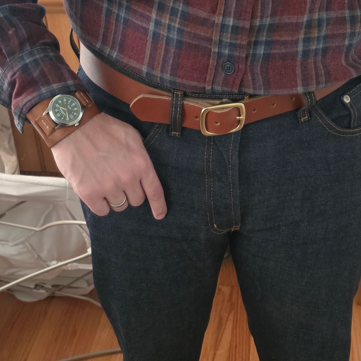 Photo by kananaios on December 25, 2025 of the Rose Anvil Micro-Adjust Belt in Chrome Tanned 7oz Lace.