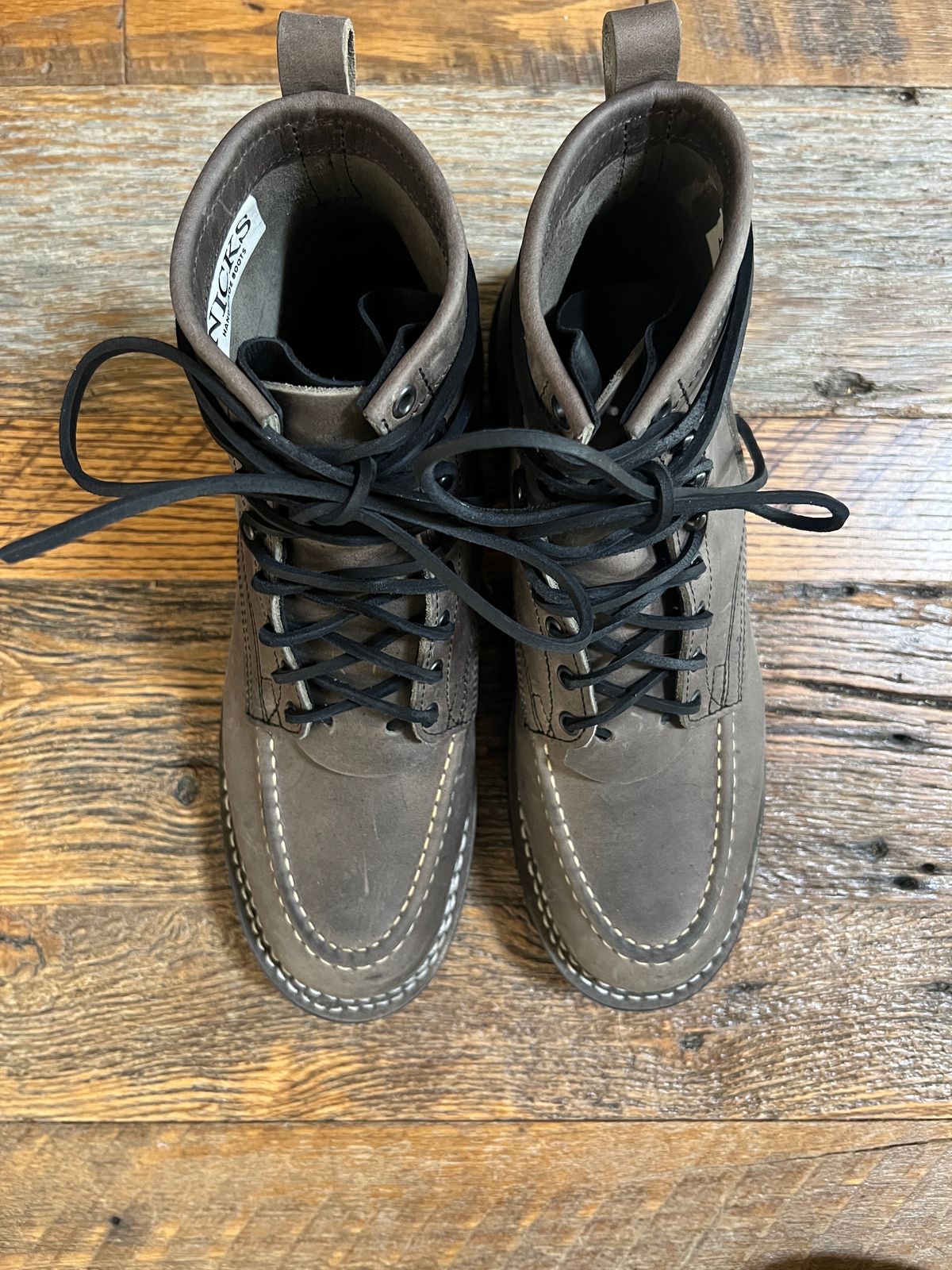 Photo by colehamilton on November 3, 2023 of the Nicks Moc Toe in Horween Steel Predator.