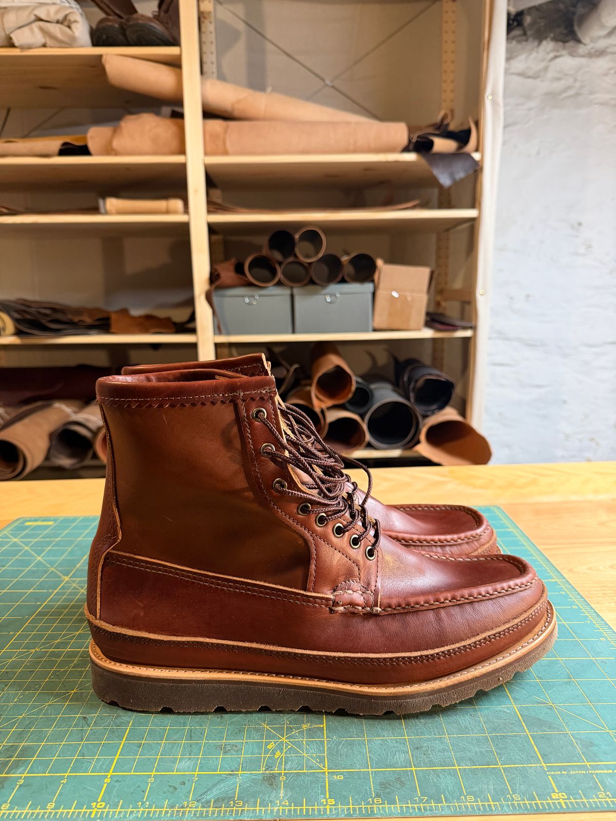 Photo by rufio on October 23, 2025 of the Russell Moccasin Co. Custom Model in Seidel Crust Double Shot.