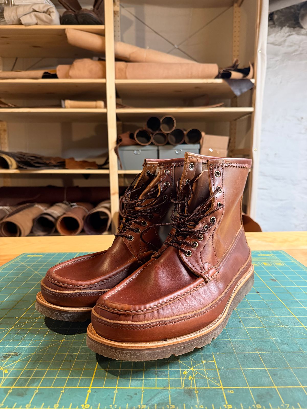 Photo by rufio on October 23, 2025 of the Russell Moccasin Co. Custom Model in Seidel Crust Double Shot.