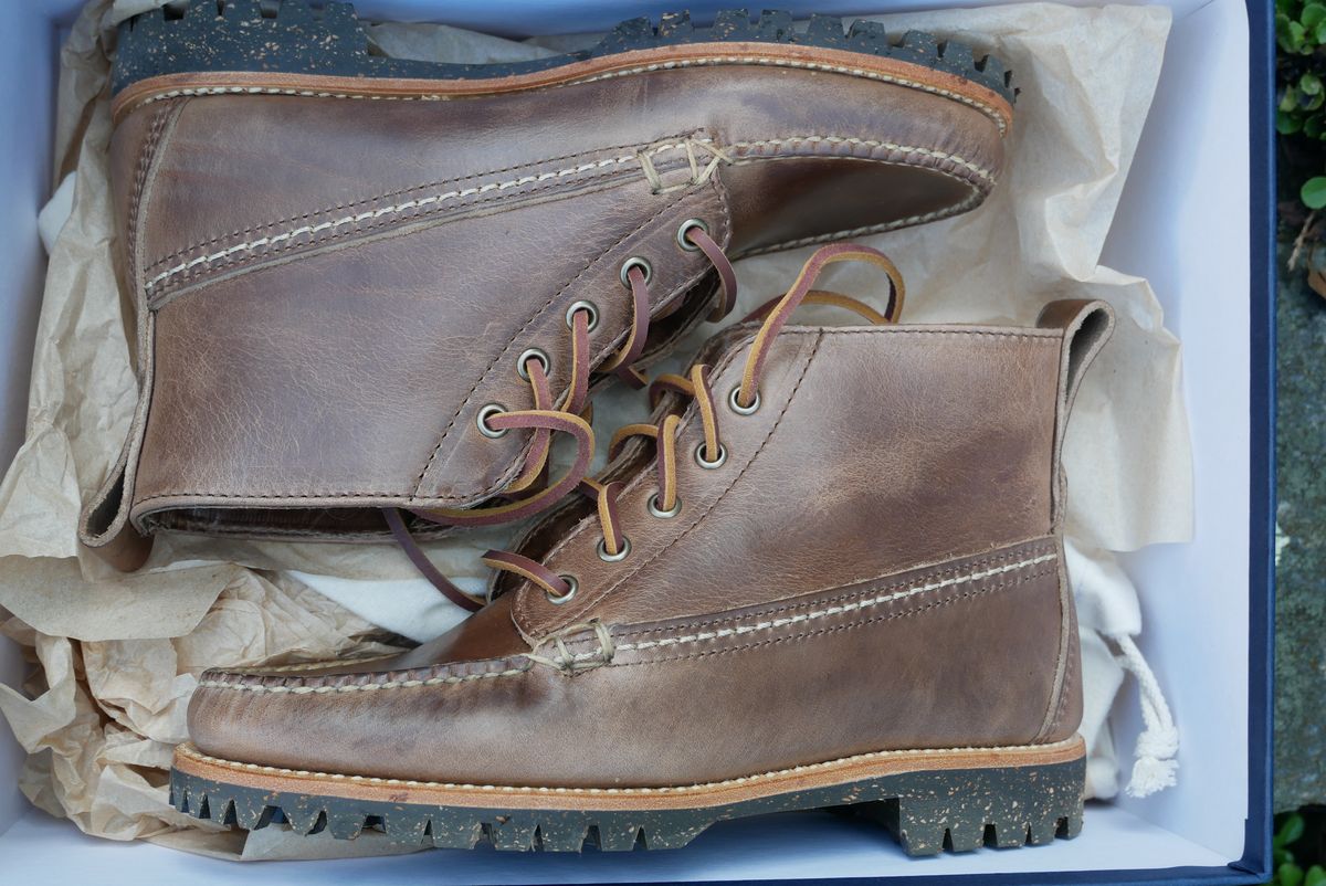 Photo by up2in2 on October 1, 2023 of the Oak Street Bootmakers Camp Boot in Horween Natural Chromexcel.