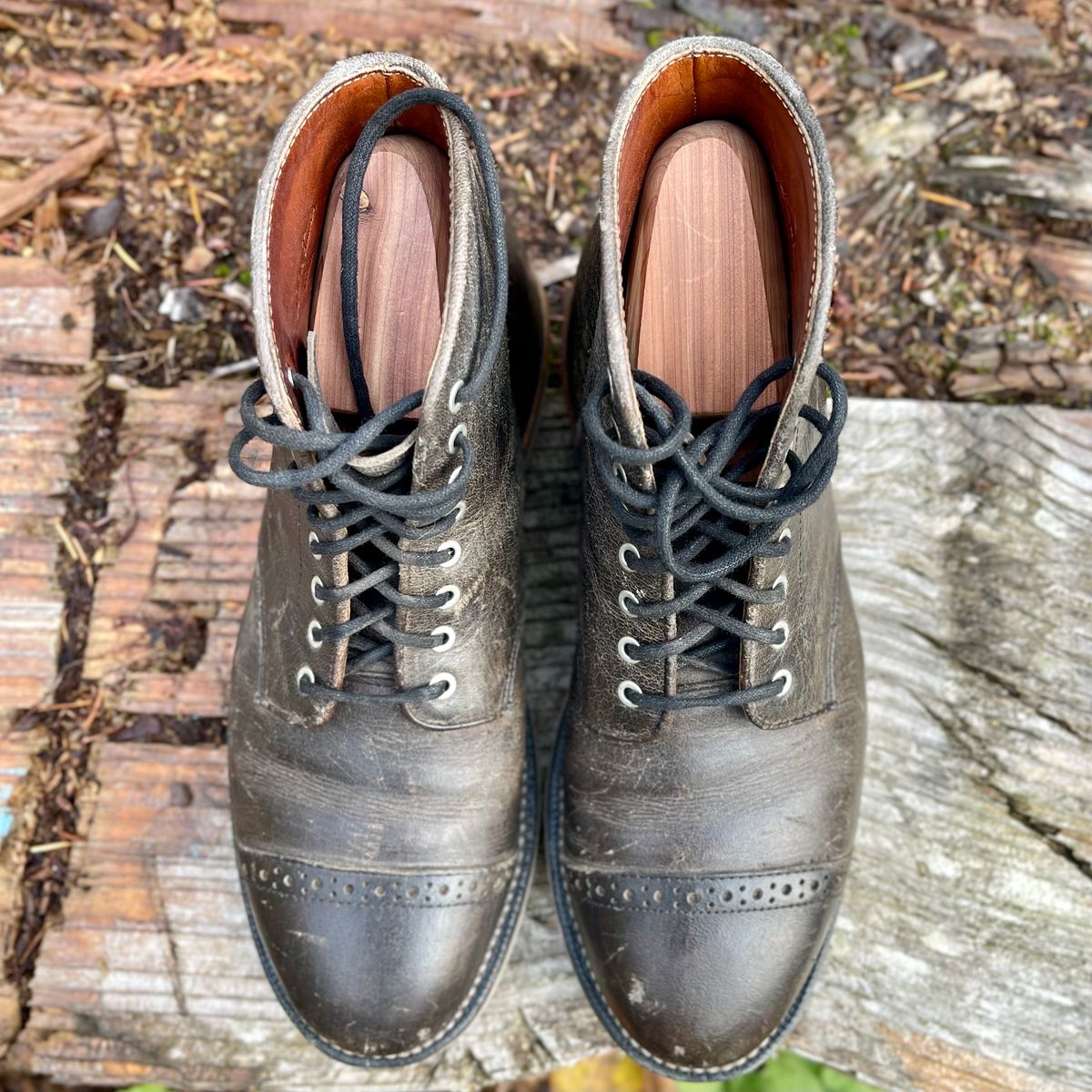 Photo by renee2day on November 6, 2024 of the Grant Stone Garrison Boot in Black Waxed Deer.