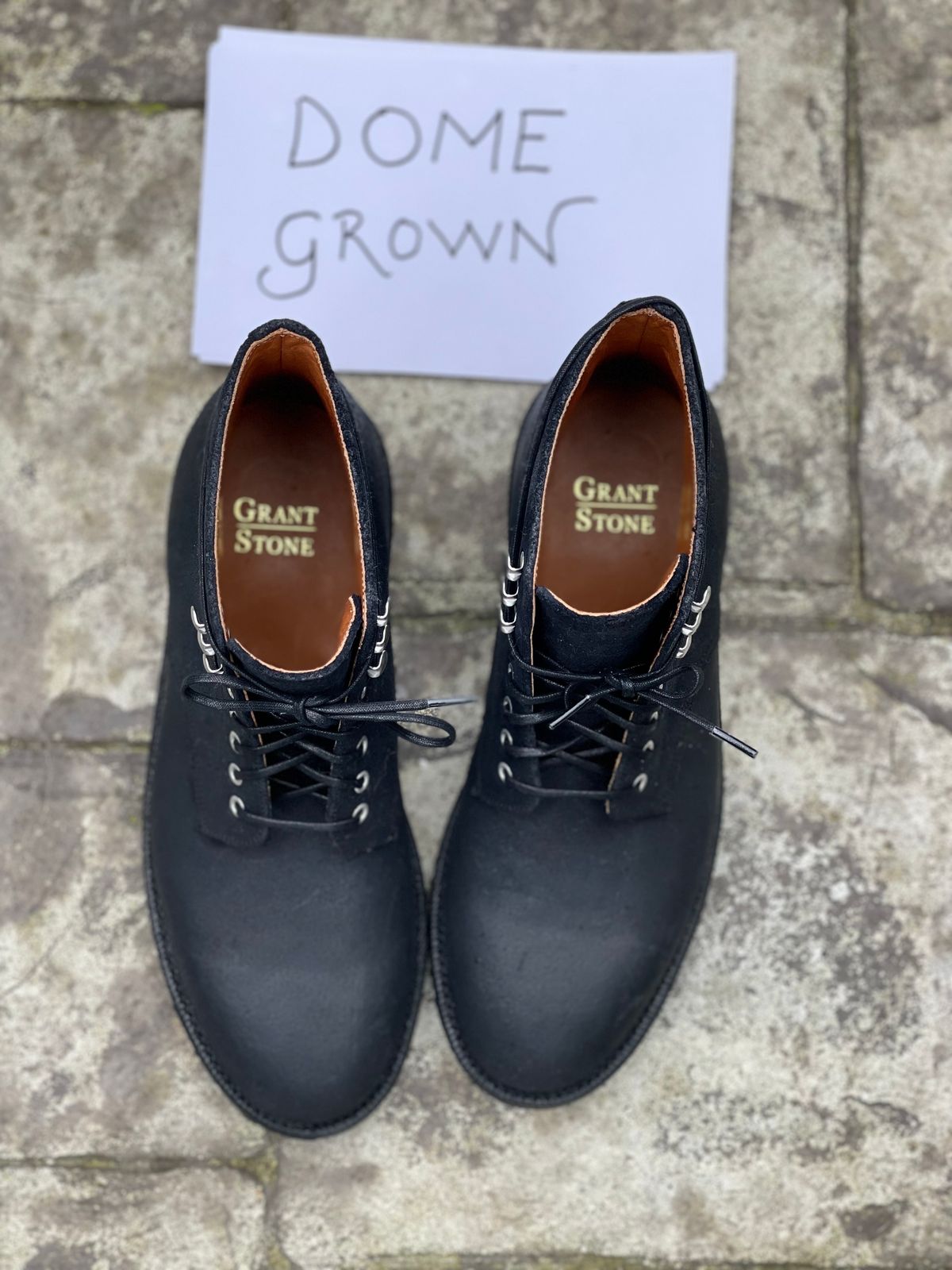 Photo by renee2day on November 1, 2023 of the Grant Stone Edward Boot in C.F. Stead Black Waxy Commander Suede.