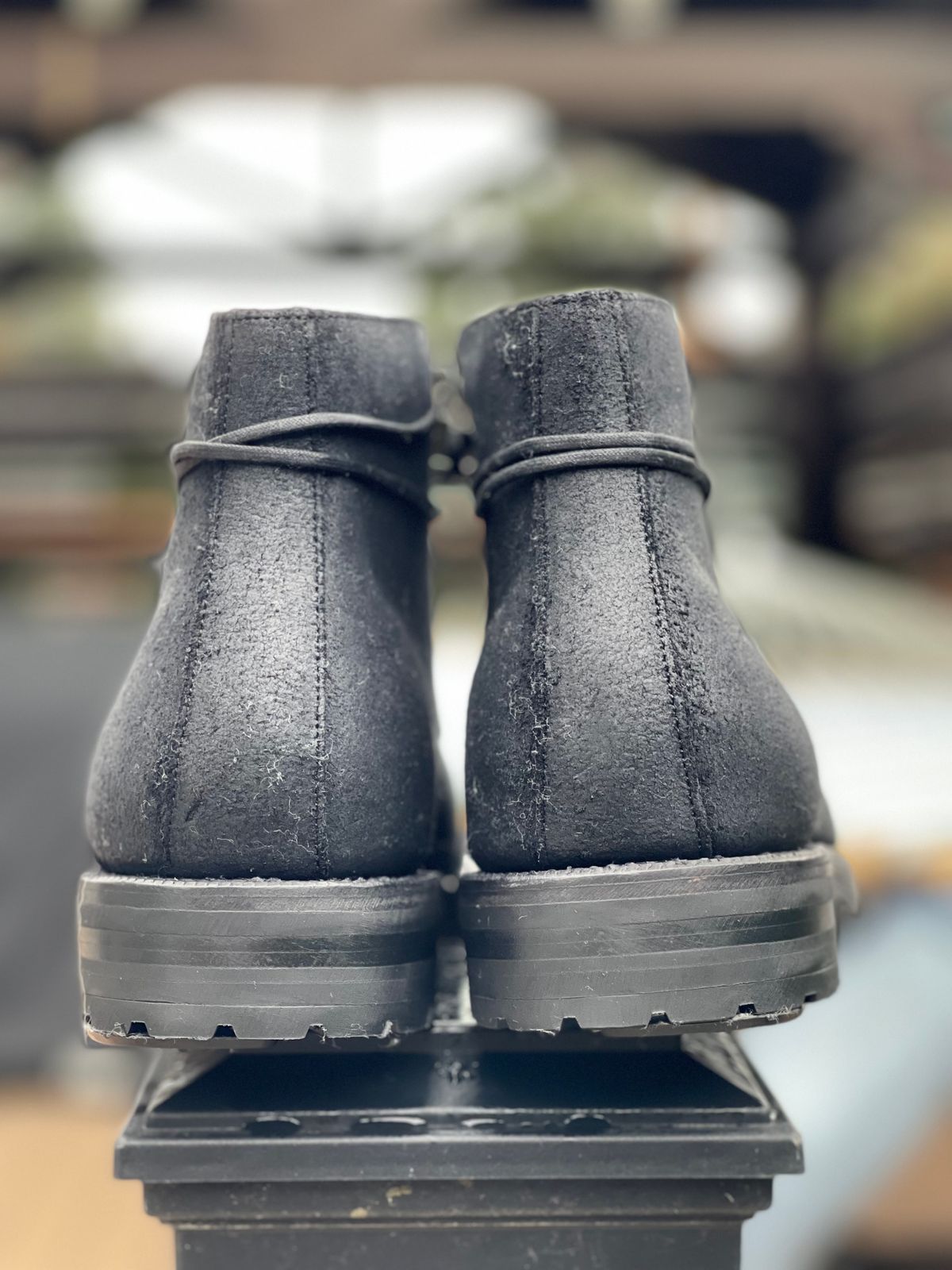 Photo by renee2day on November 1, 2023 of the Grant Stone Edward Boot in C.F. Stead Black Waxy Commander Suede.