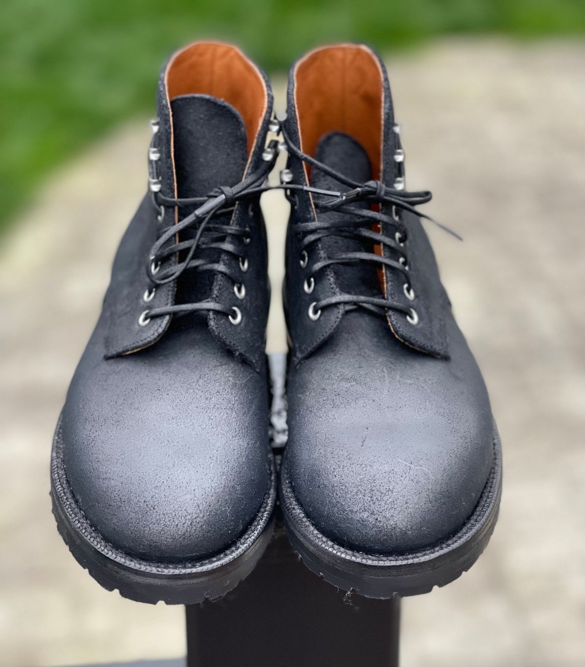 Photo by renee2day on November 1, 2023 of the Grant Stone Edward Boot in C.F. Stead Black Waxy Commander Suede.