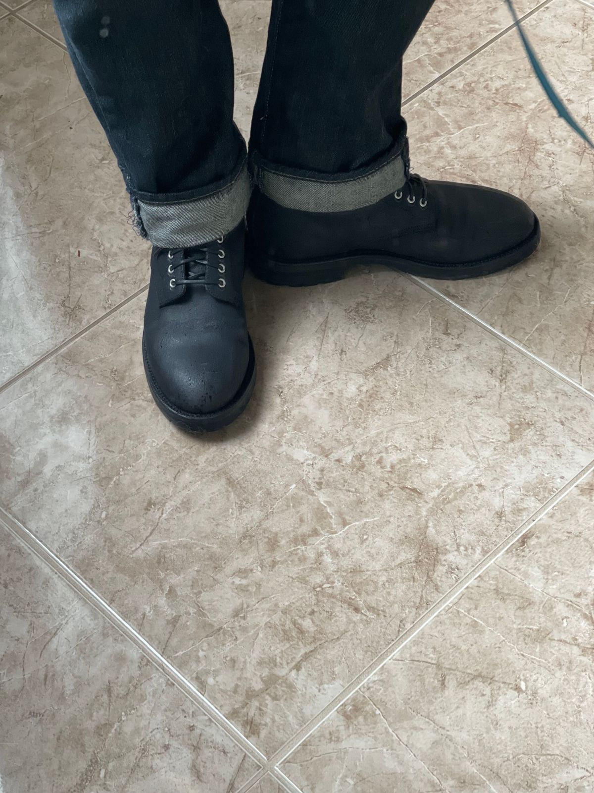 Photo by renee2day on November 6, 2023 of the Grant Stone Edward Boot in C.F. Stead Black Waxy Commander Suede.