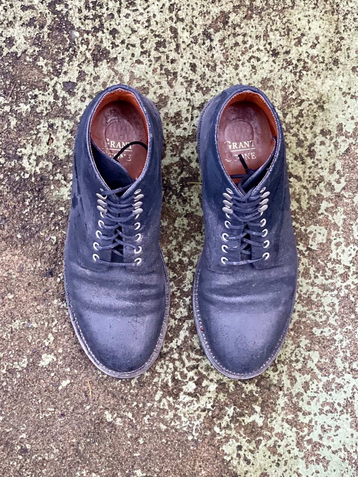 Photo by renee2day on January 3, 2024 of the Grant Stone Edward Boot in C.F. Stead Black Waxy Commander Suede.
