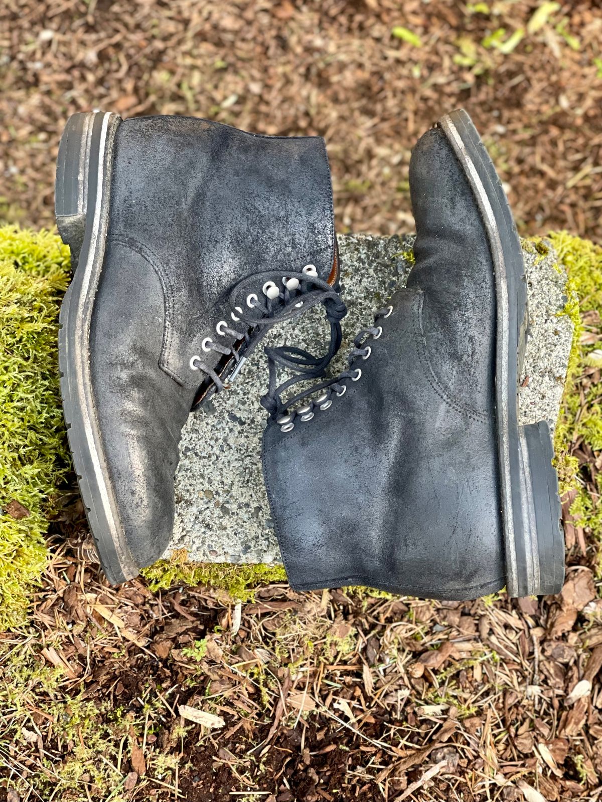 Photo by renee2day on April 4, 2024 of the Grant Stone Edward Boot in C.F. Stead Black Waxy Commander Suede.