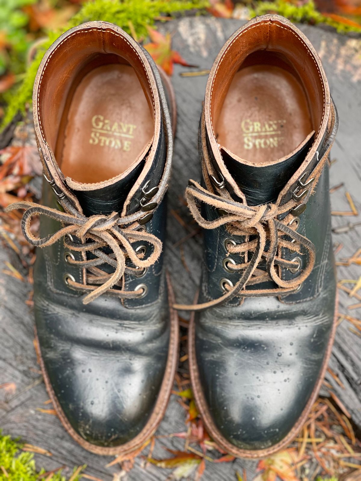 Photo by renee2day on November 1, 2023 of the Grant Stone Diesel Boot in Horween Navy Chromexcel.