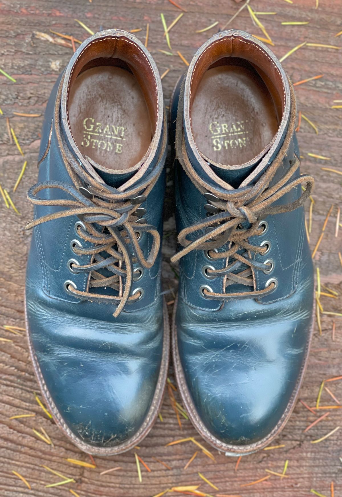 Photo by renee2day on December 4, 2023 of the Grant Stone Diesel Boot in Horween Navy Chromexcel.