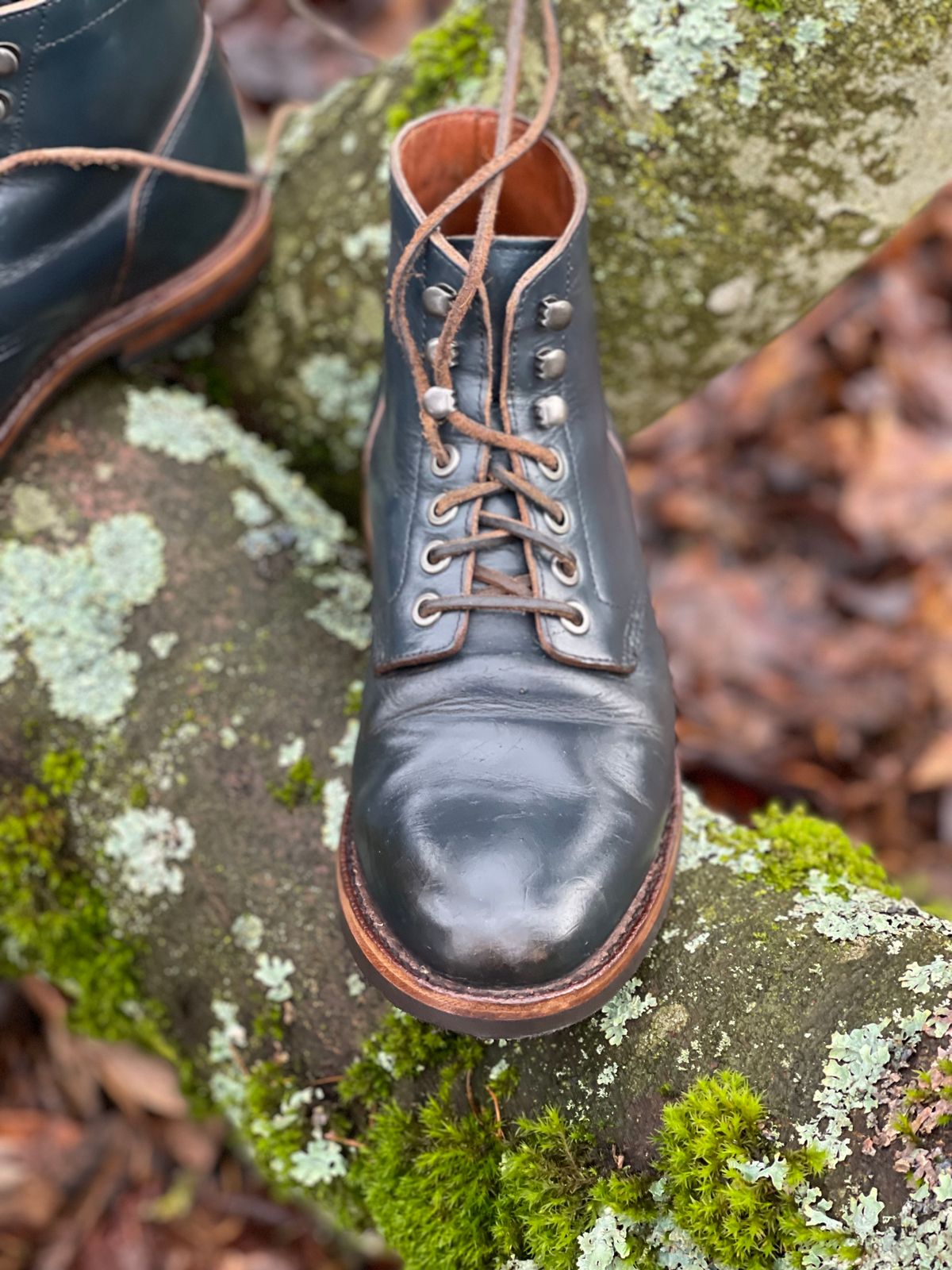 Photo by renee2day on January 19, 2024 of the Grant Stone Diesel Boot in Horween Navy Chromexcel.