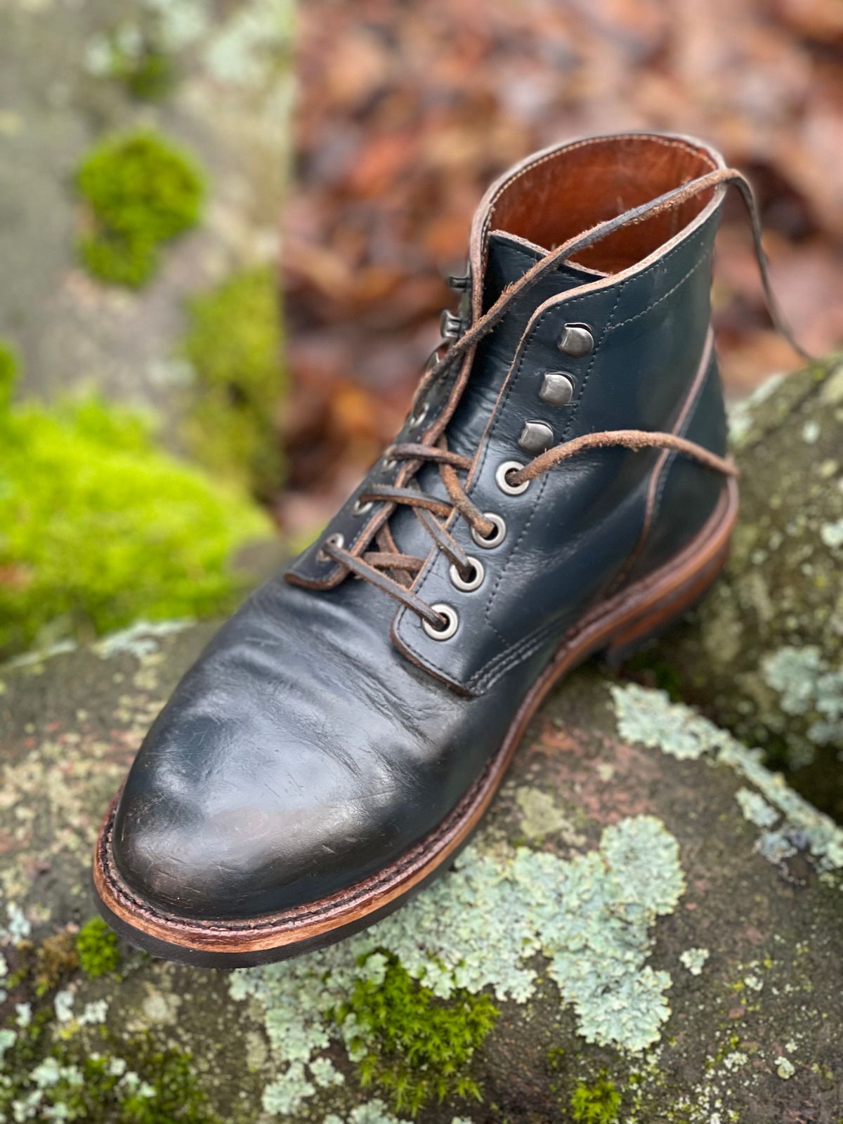 Photo by renee2day on January 19, 2024 of the Grant Stone Diesel Boot in Horween Navy Chromexcel.