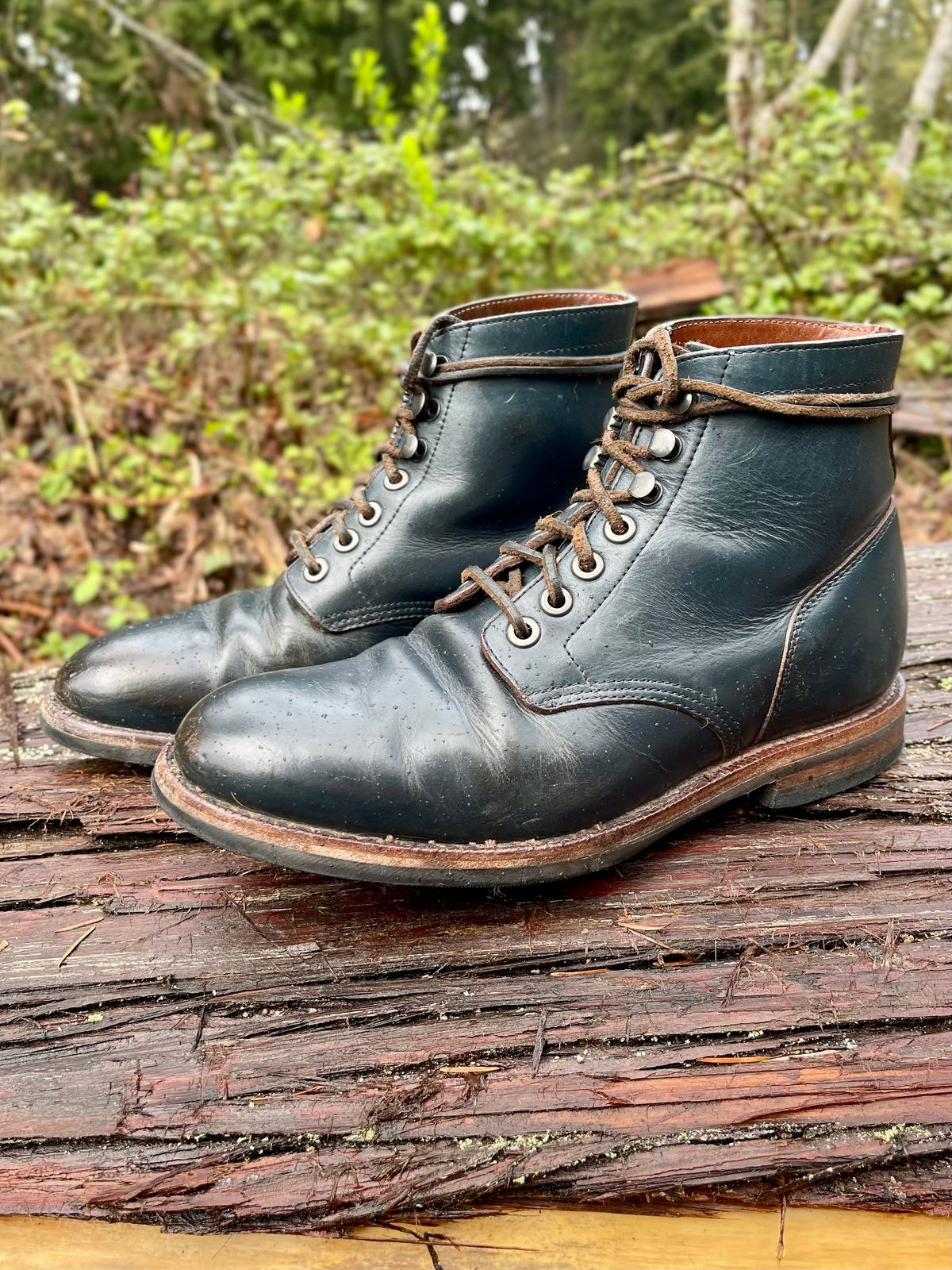 Photo by renee2day on April 5, 2024 of the Grant Stone Diesel Boot in Horween Navy Chromexcel.