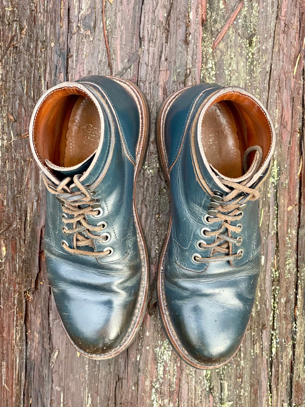 Photo by renee2day on April 5, 2024 of the Grant Stone Diesel Boot in Horween Navy Chromexcel.