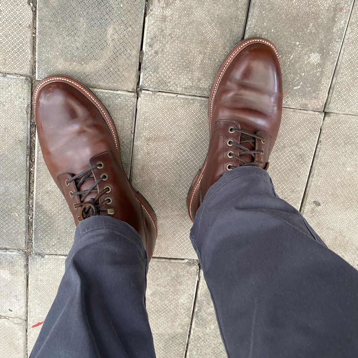 Photo by aj2603 on September 10, 2021 of the Grant Stone Diesel Boot in Horween Brown Chromexcel.