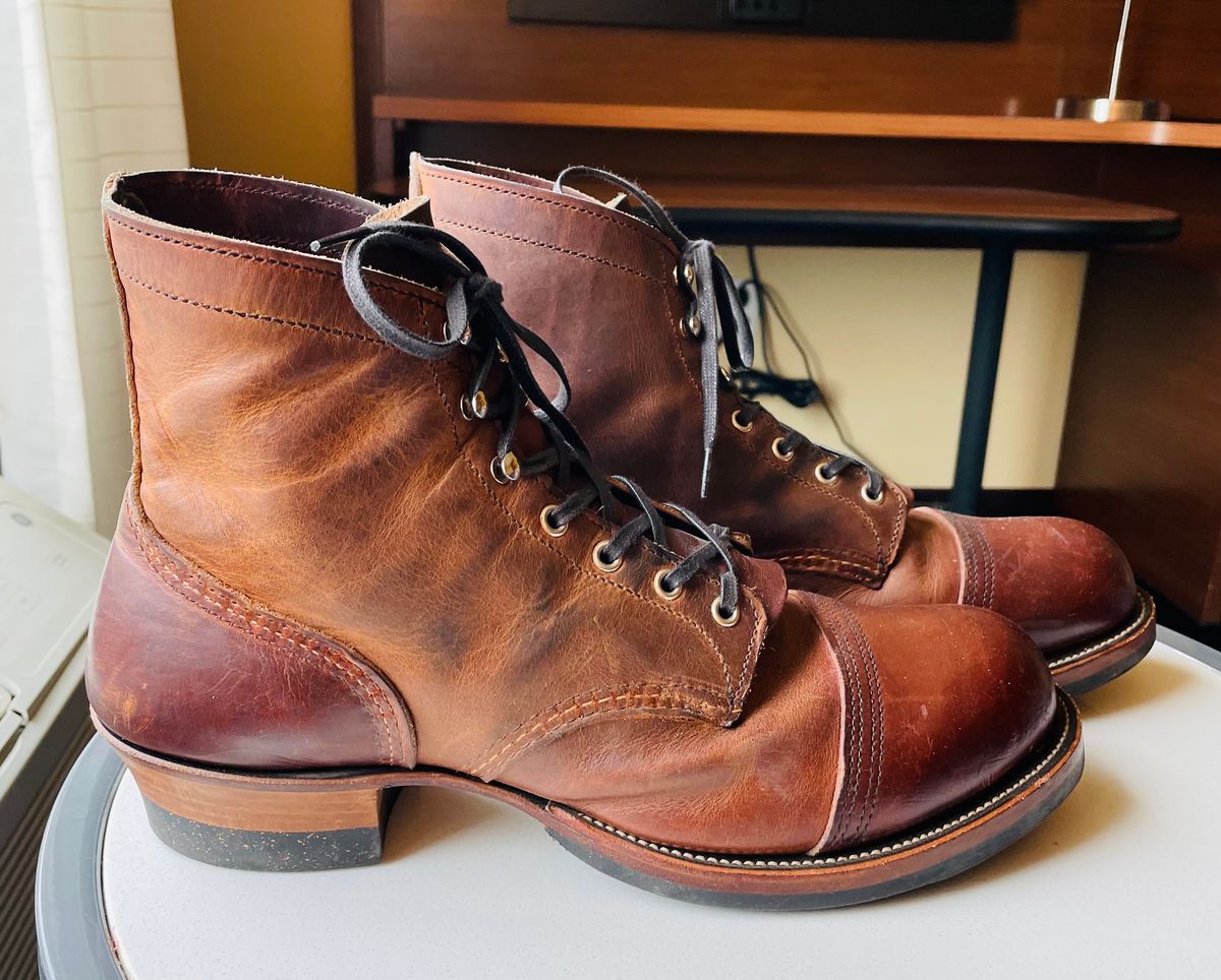 Photo by Nuc on April 7, 2024 of the Red Wing Iron Ranger in S.B. Foot Copper Rough and Tough.