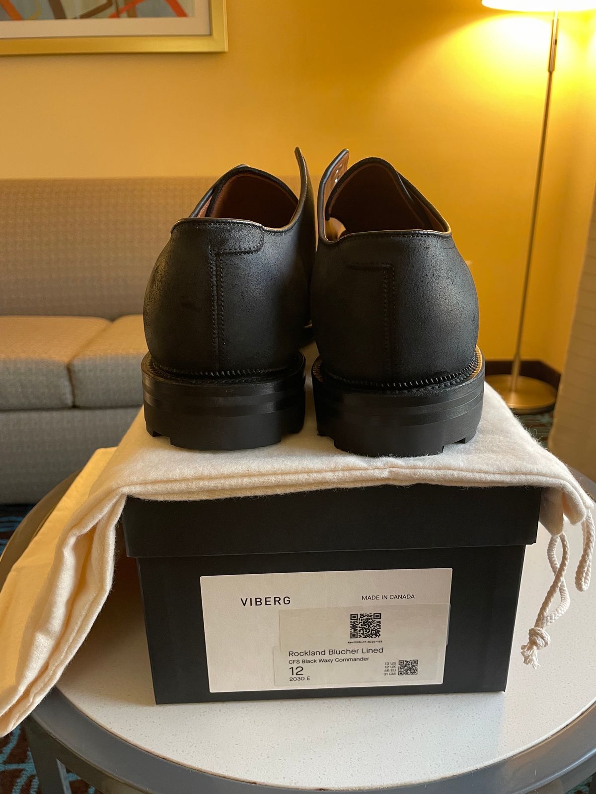 Photo by Nuc on November 9, 2023 of the Viberg Rockland Blucher in C.F. Stead Black Waxy Commander Suede.