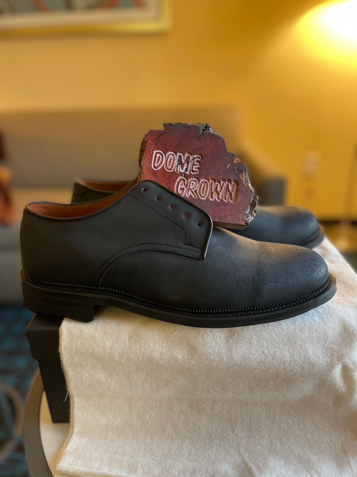 Photo by Nuc on November 9, 2023 of the Viberg Rockland Blucher in C.F. Stead Black Waxy Commander Suede.