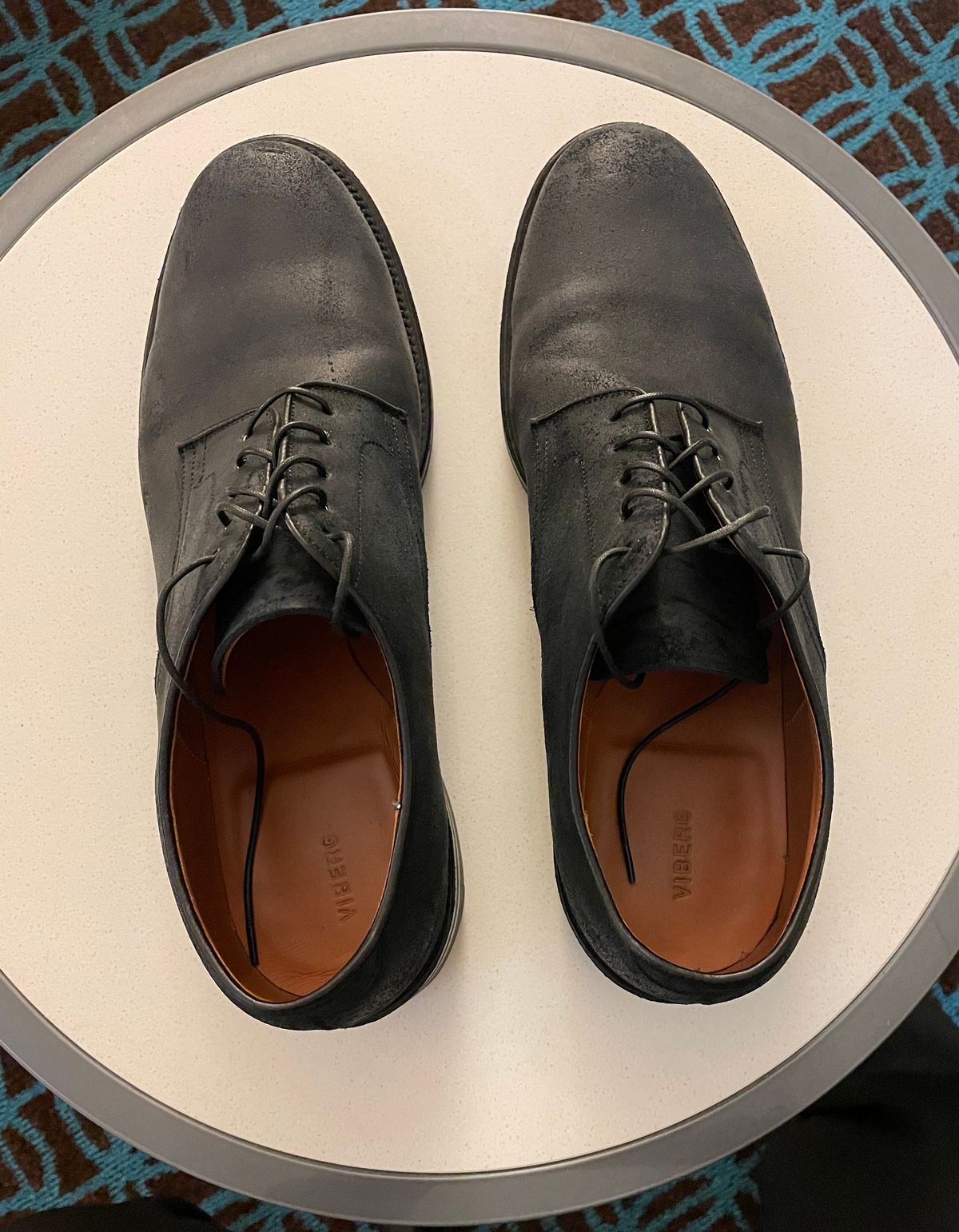 Photo by Nuc on December 6, 2023 of the Viberg Rockland Blucher in C.F. Stead Black Waxy Commander Suede.