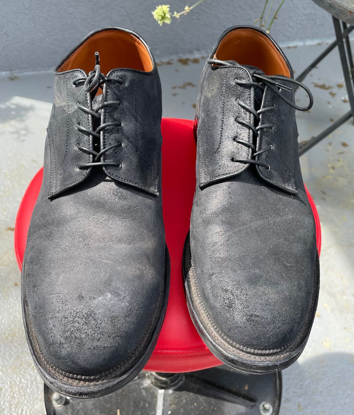 Photo by Nuc on March 5, 2024 of the Viberg Rockland Blucher in C.F. Stead Black Waxy Commander Suede.