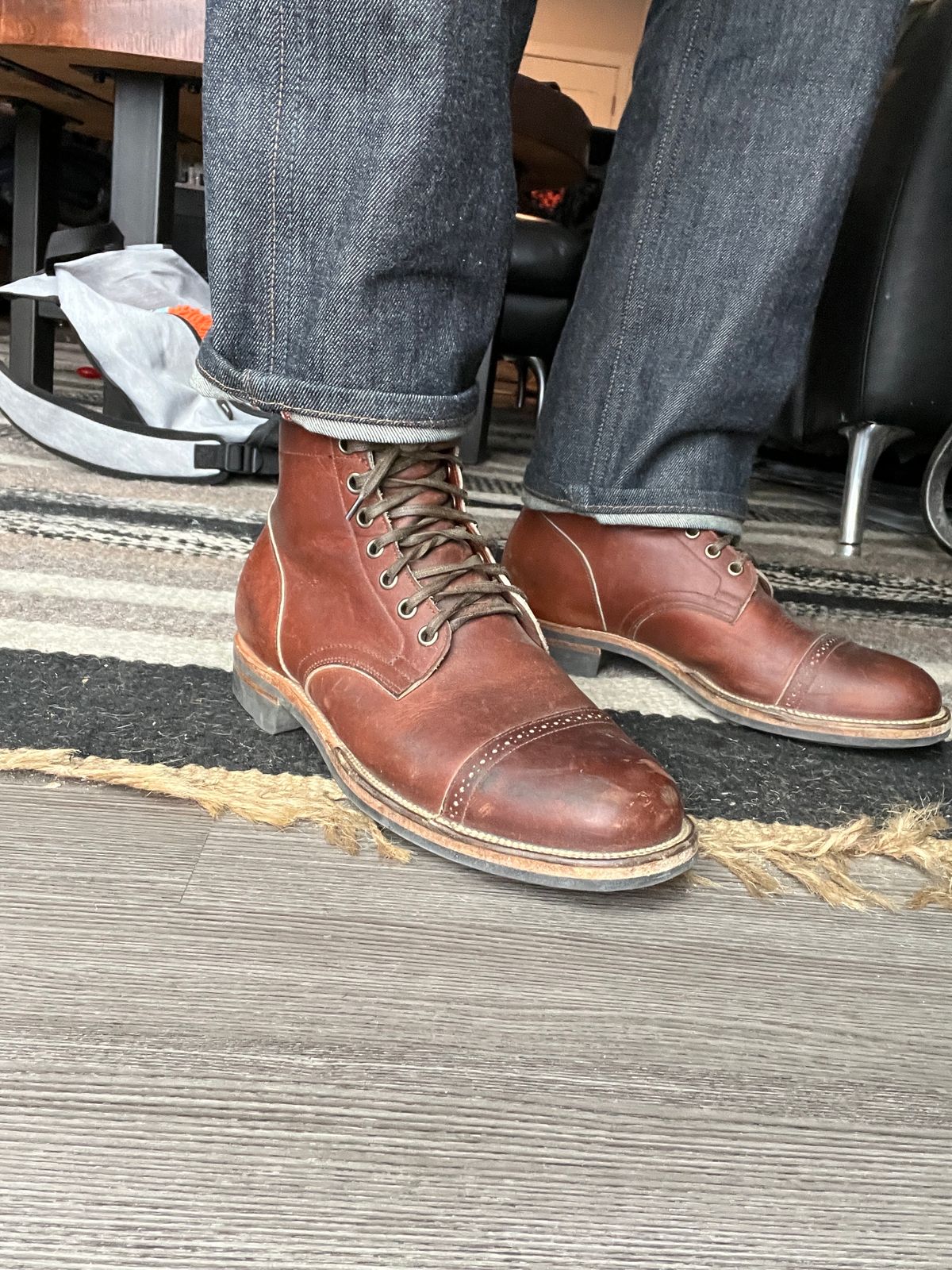 Photo by stuntman on April 5, 2023 of the Viberg Service Boot in Horween Saddle Tan Chromepak.