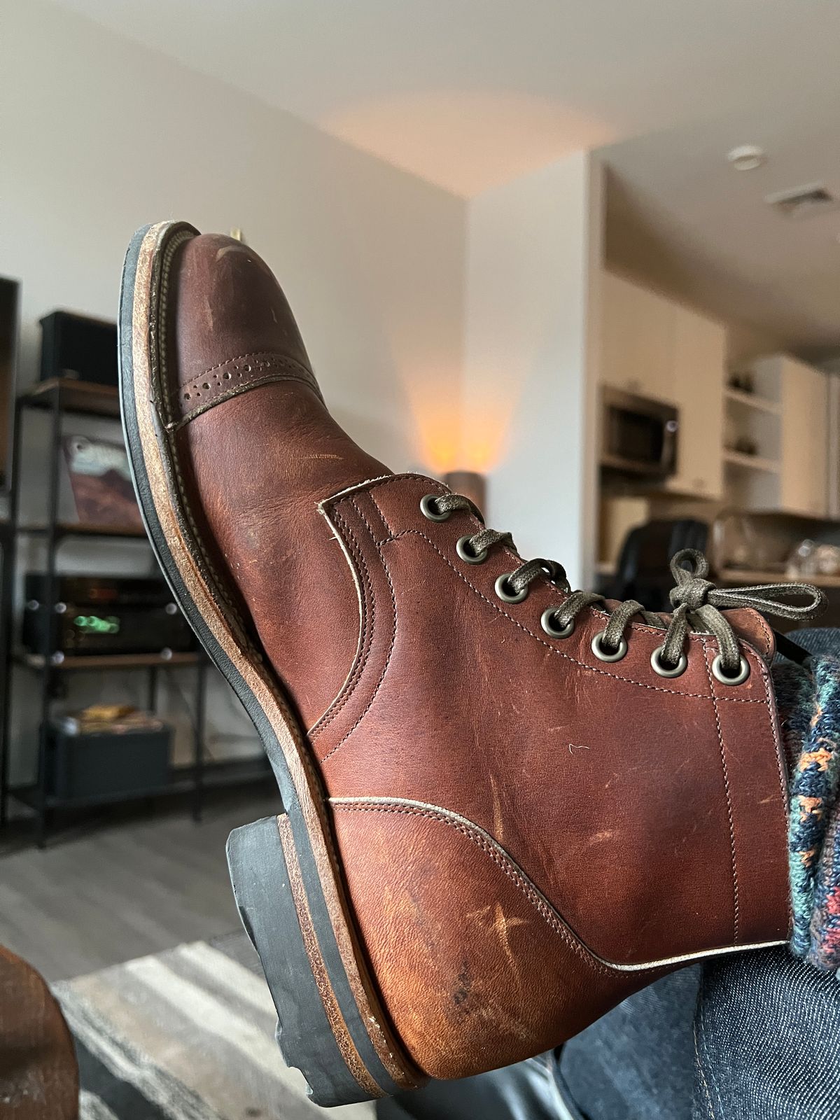 Photo by stuntman on April 5, 2023 of the Viberg Service Boot in Horween Saddle Tan Chromepak.