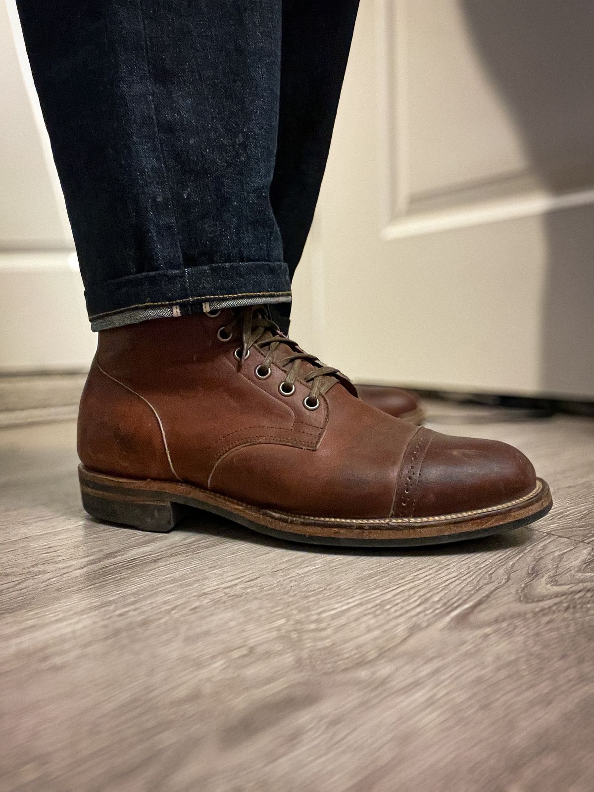 Photo by stuntman on December 30, 2023 of the Viberg Service Boot in Horween Saddle Tan Chromepak.