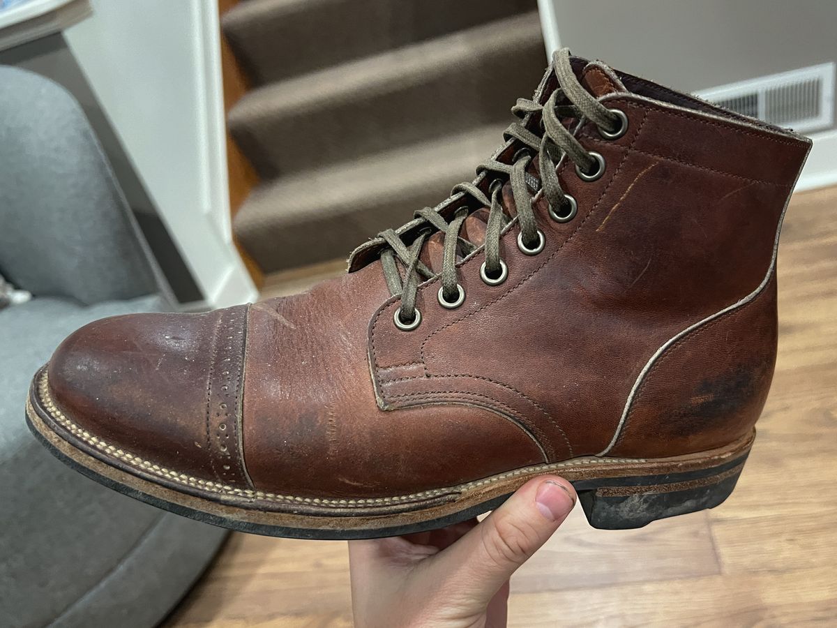 Photo by stuntman on February 15, 2024 of the Viberg Service Boot in Horween Saddle Tan Chromepak.