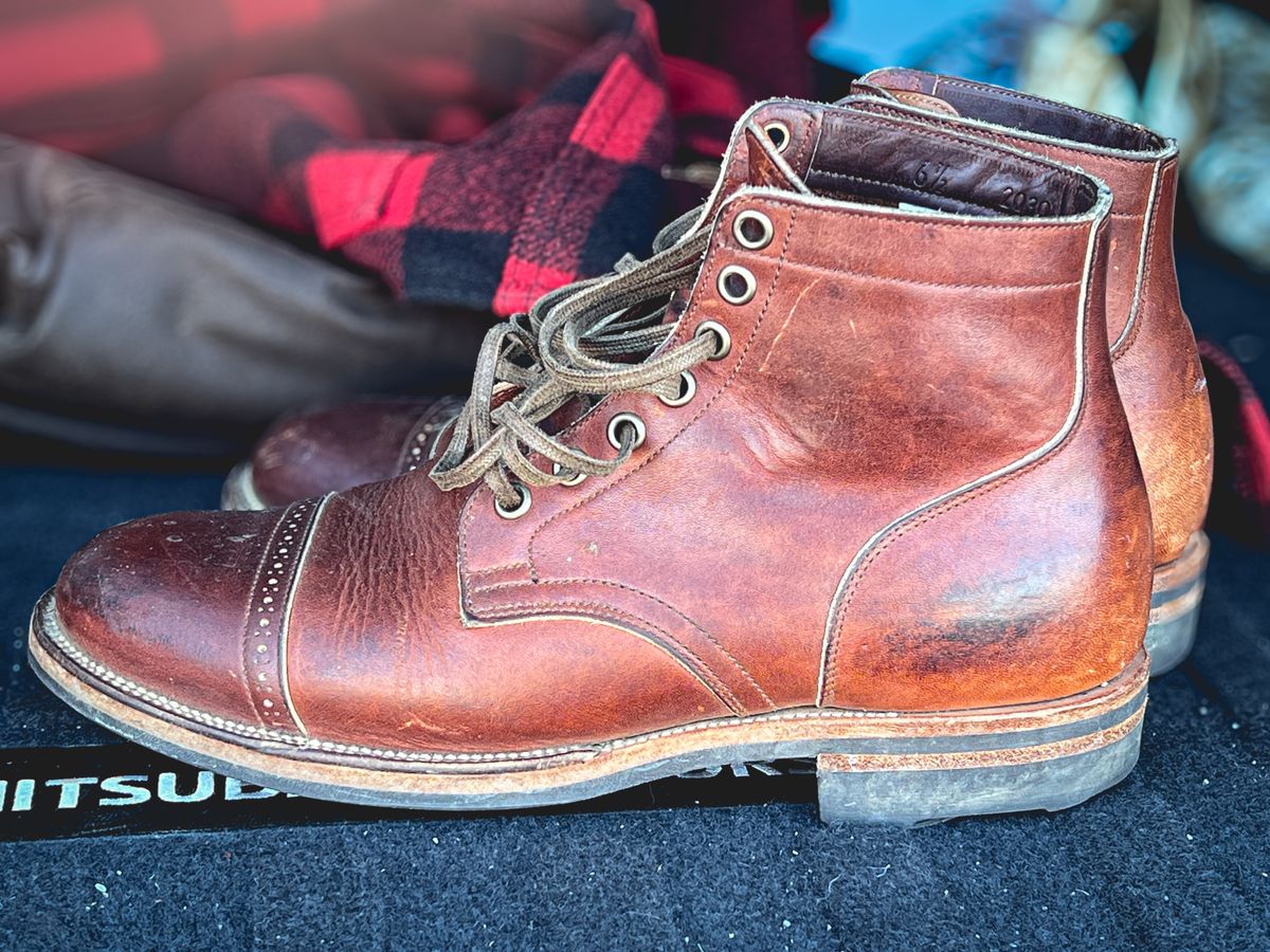 Photo by stuntman on March 24, 2024 of the Viberg Service Boot in Horween Saddle Tan Chromepak.