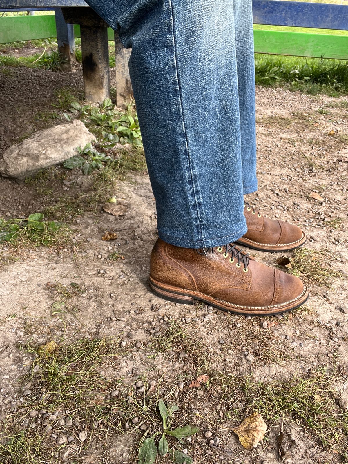 Photo by stuntman on October 9, 2023 of the Viberg Service Boot in Horween Natural Waxed Flesh.