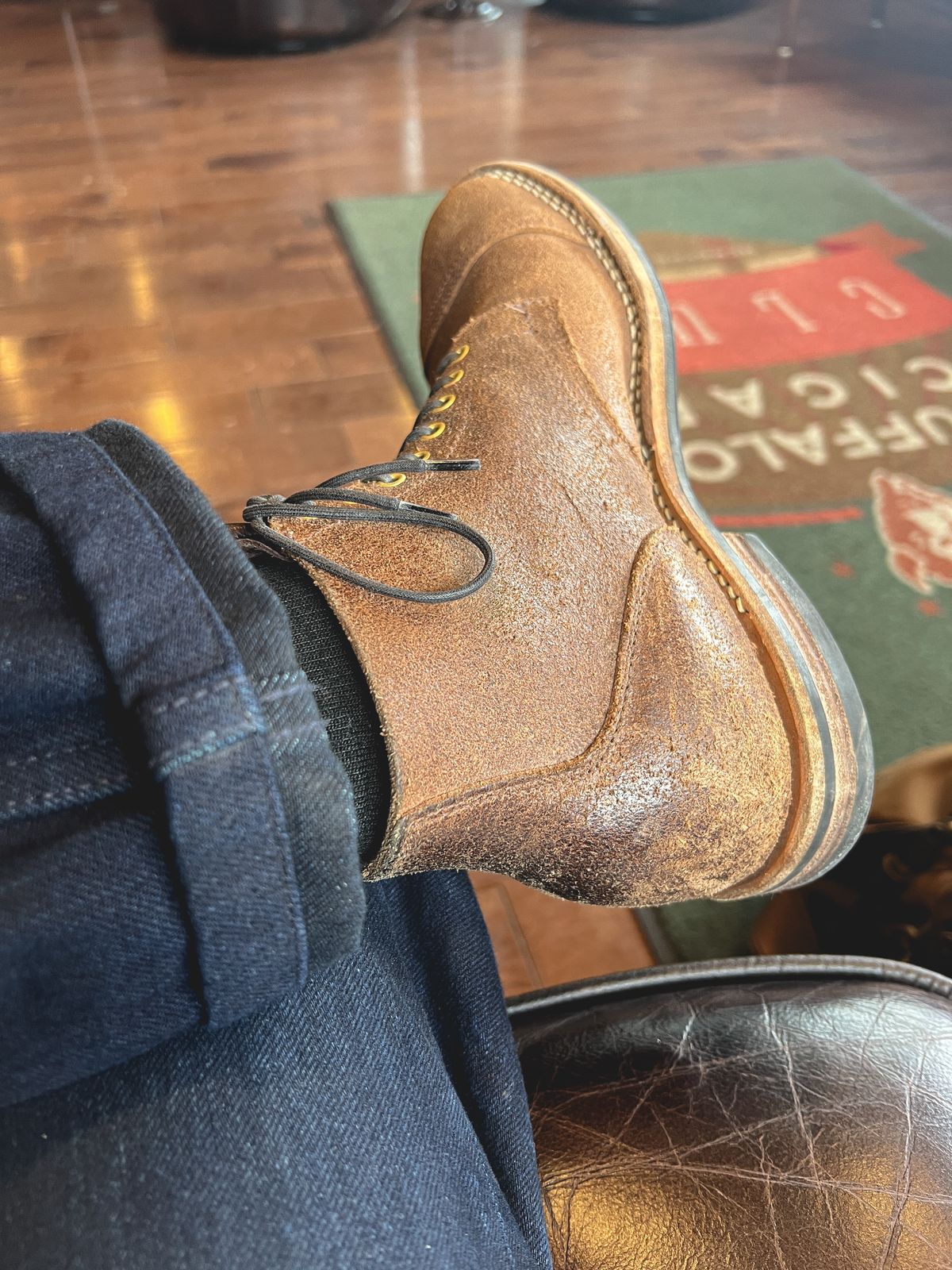 Photo by stuntman on March 20, 2024 of the Viberg Service Boot in Horween Natural Waxed Flesh.
