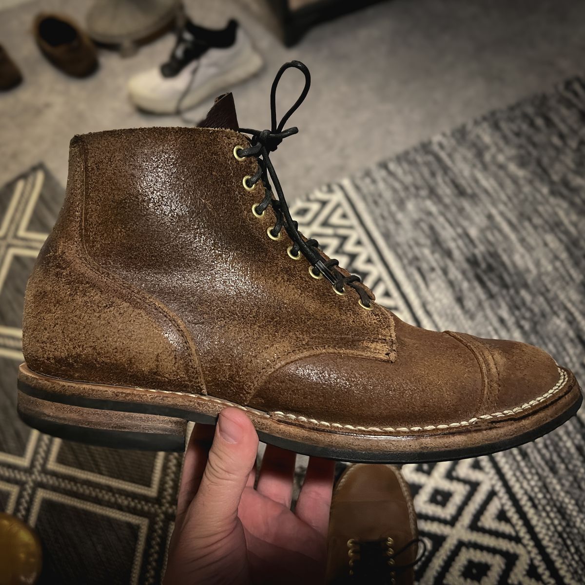 Photo by stuntman on June 12, 2024 of the Viberg Service Boot in Horween Natural Waxed Flesh.