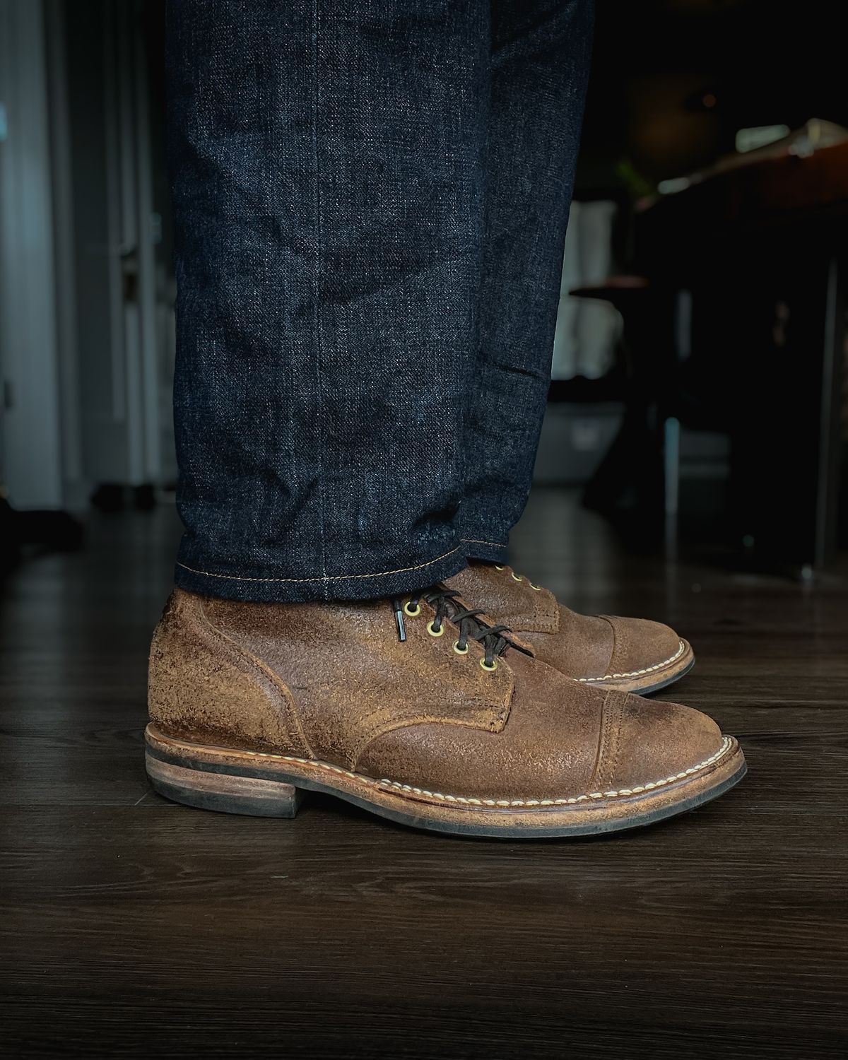 Photo by stuntman on August 19, 2024 of the Viberg Service Boot in Horween Natural Waxed Flesh.