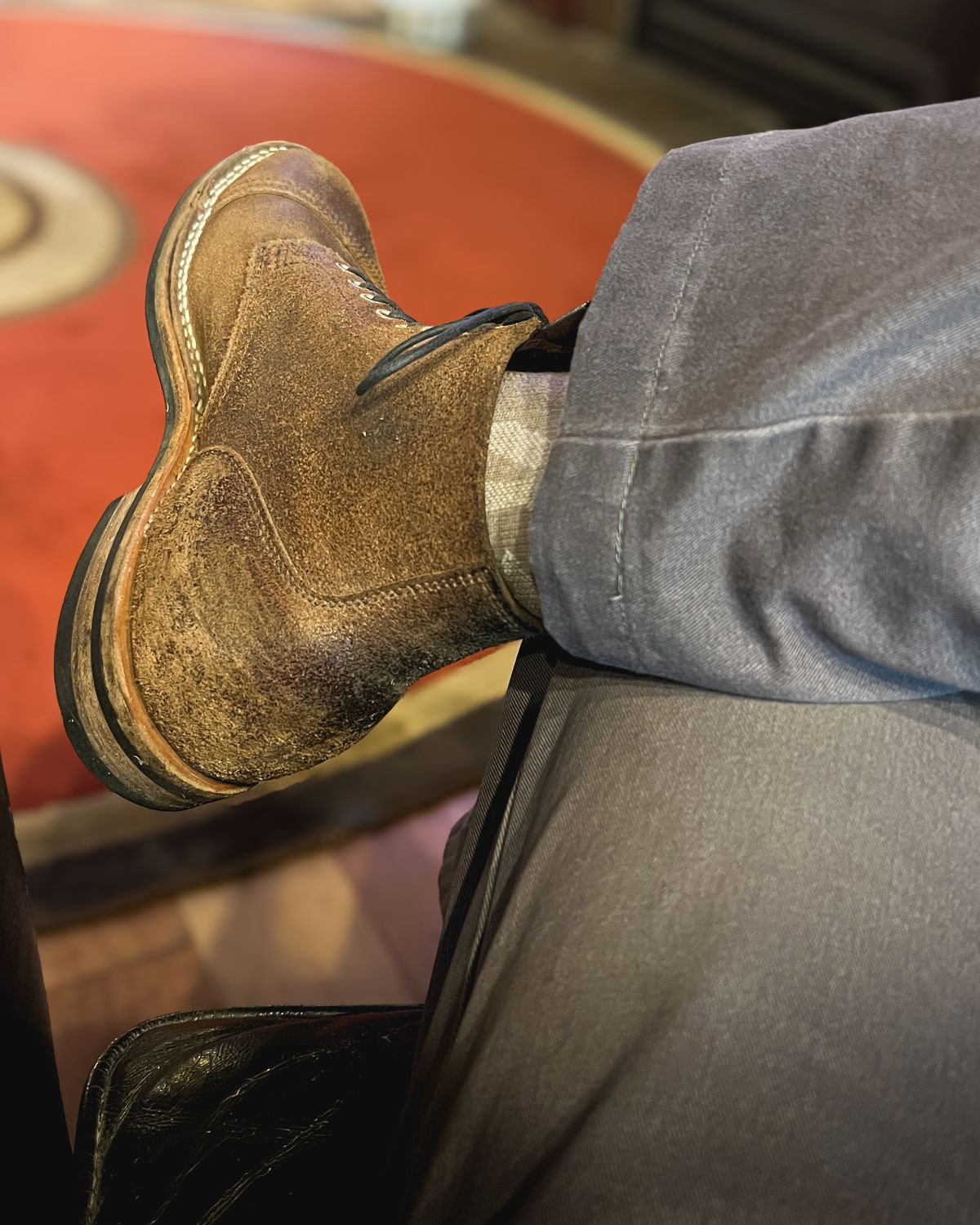 Photo by stuntman on October 13, 2024 of the Viberg Service Boot in Horween Natural Waxed Flesh.