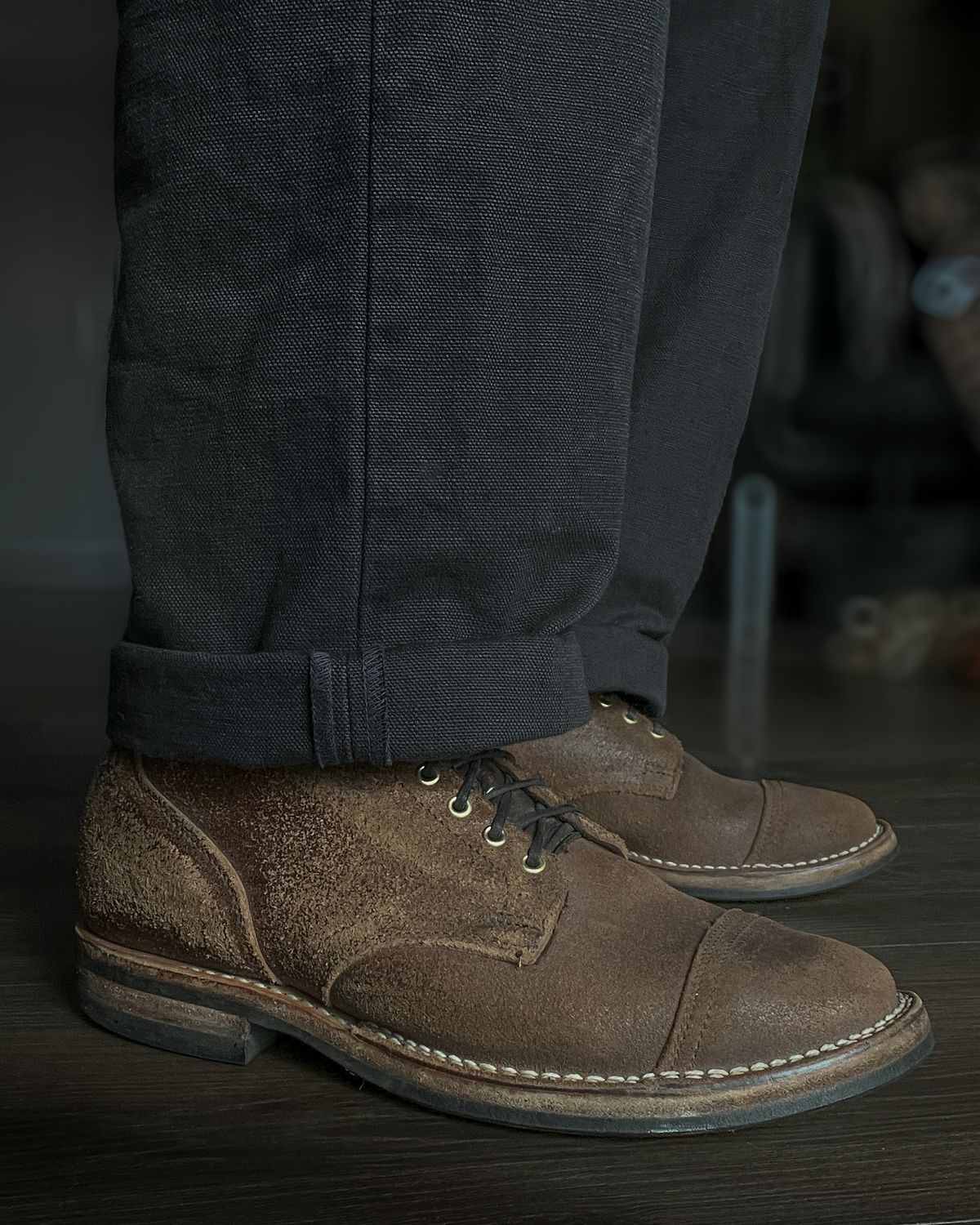 Photo by stuntman on October 28, 2024 of the Viberg Service Boot in Horween Natural Waxed Flesh.