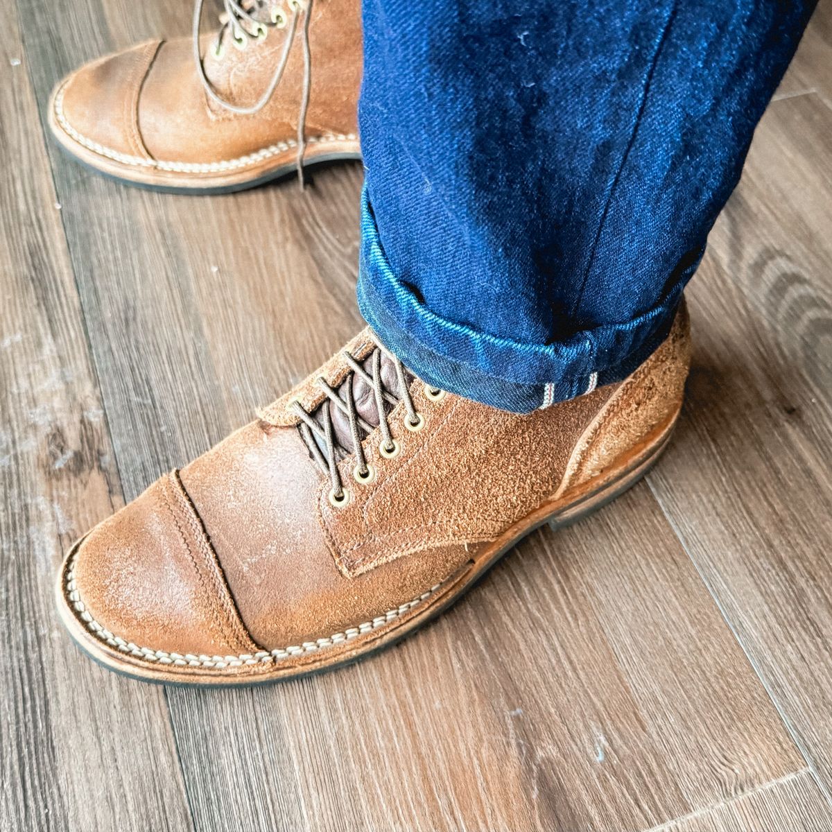 Photo by stuntman on February 13, 2025 of the Viberg Service Boot in Horween Natural Waxed Flesh.