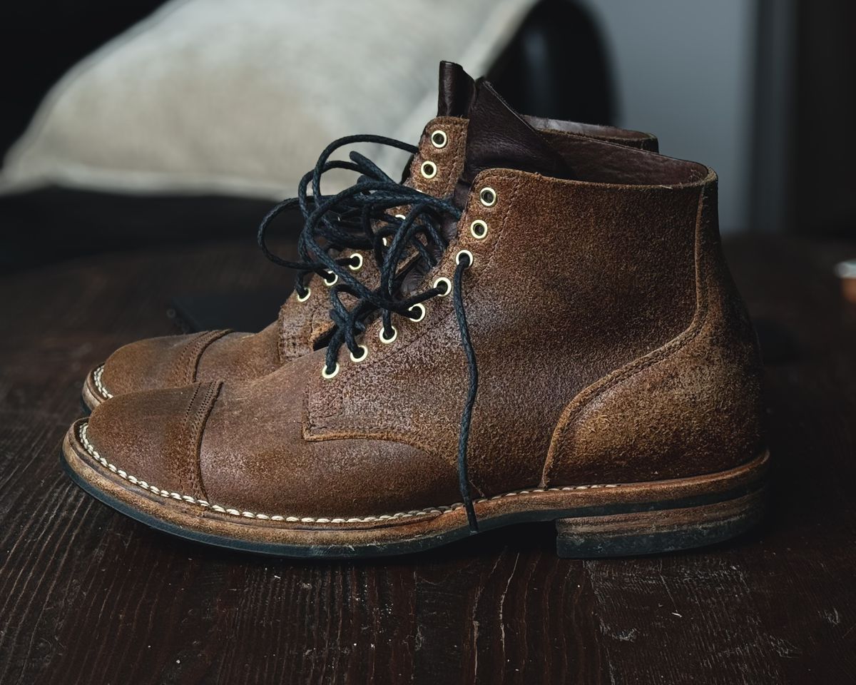 Photo by stuntman on June 19, 2025 of the Viberg Service Boot in Horween Natural Waxed Flesh.