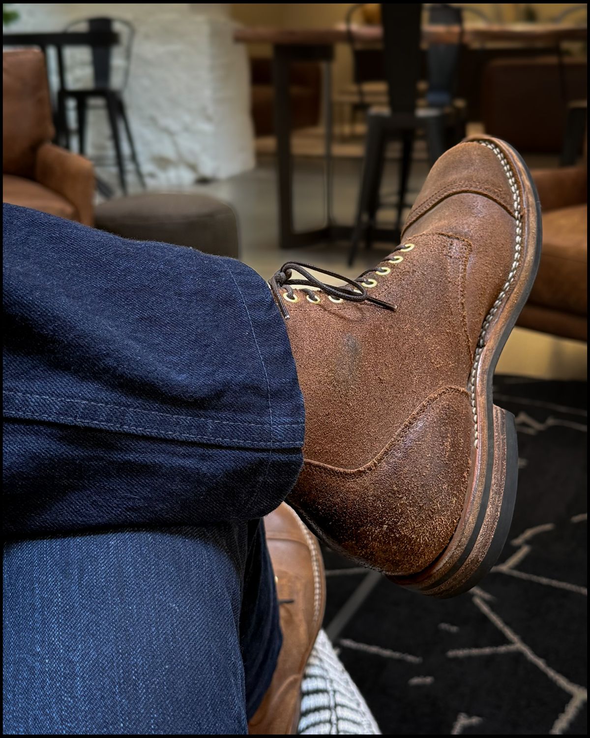 Photo by stuntman on November 1, 2025 of the Viberg Service Boot in Horween Natural Waxed Flesh.