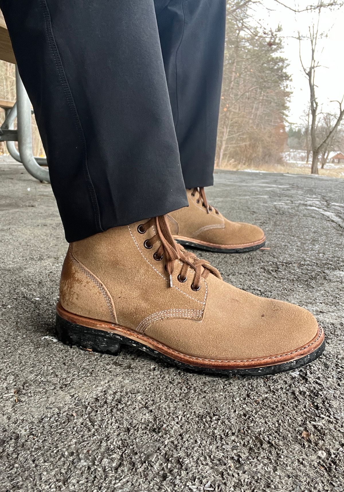 Photo by stuntman on November 29, 2023 of the Oak Street Bootmakers Field Boot in Horween Natural Chromexcel Roughout.