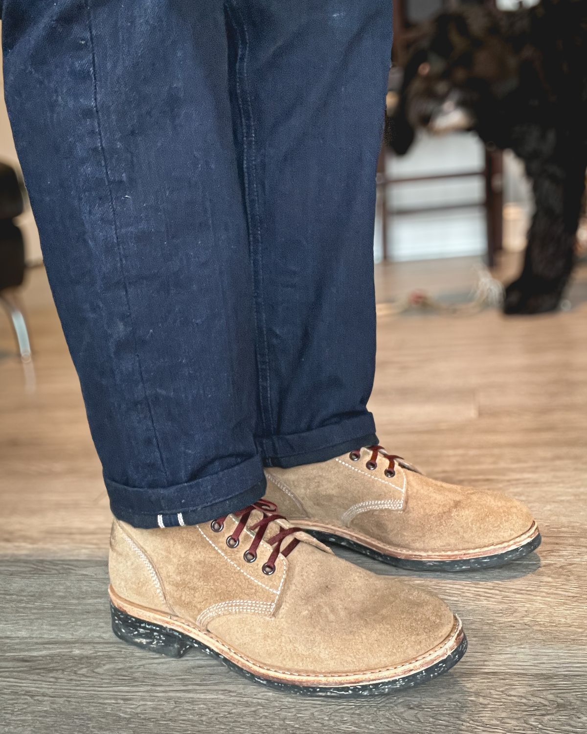 Photo by stuntman on December 23, 2023 of the Oak Street Bootmakers Field Boot in Horween Natural Chromexcel Roughout.