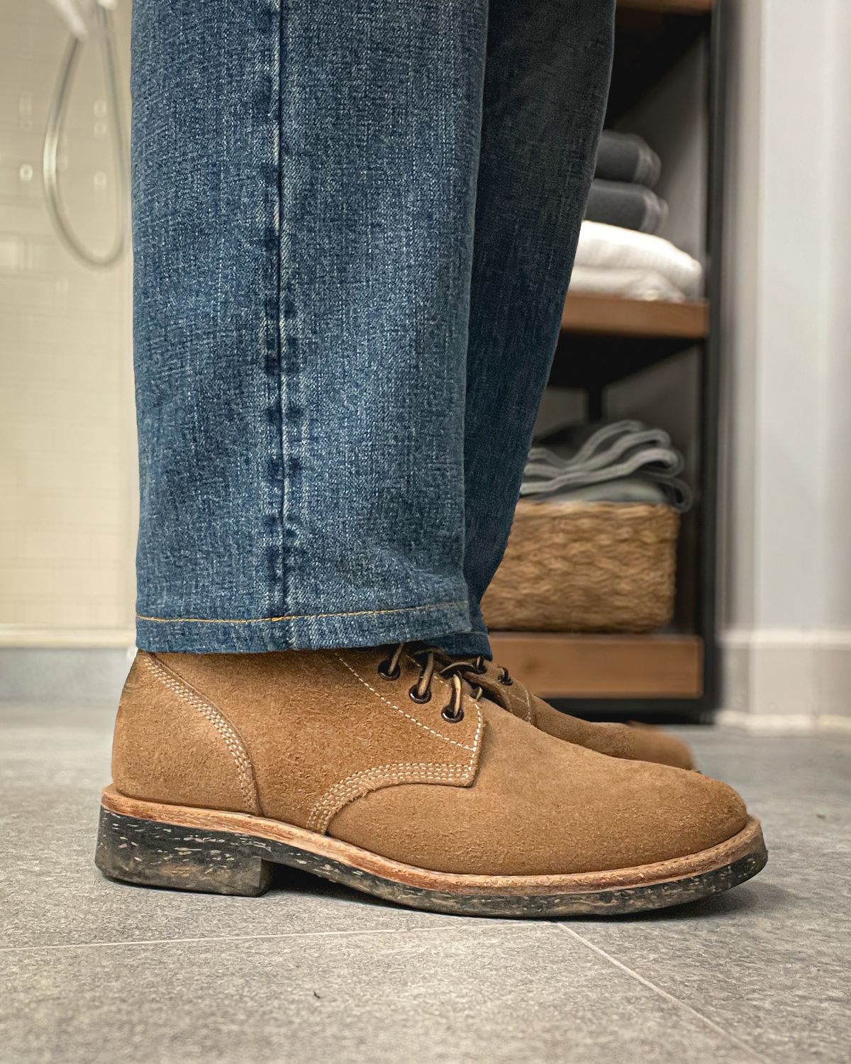 Photo by stuntman on March 2, 2024 of the Oak Street Bootmakers Field Boot in Horween Natural Chromexcel Roughout.